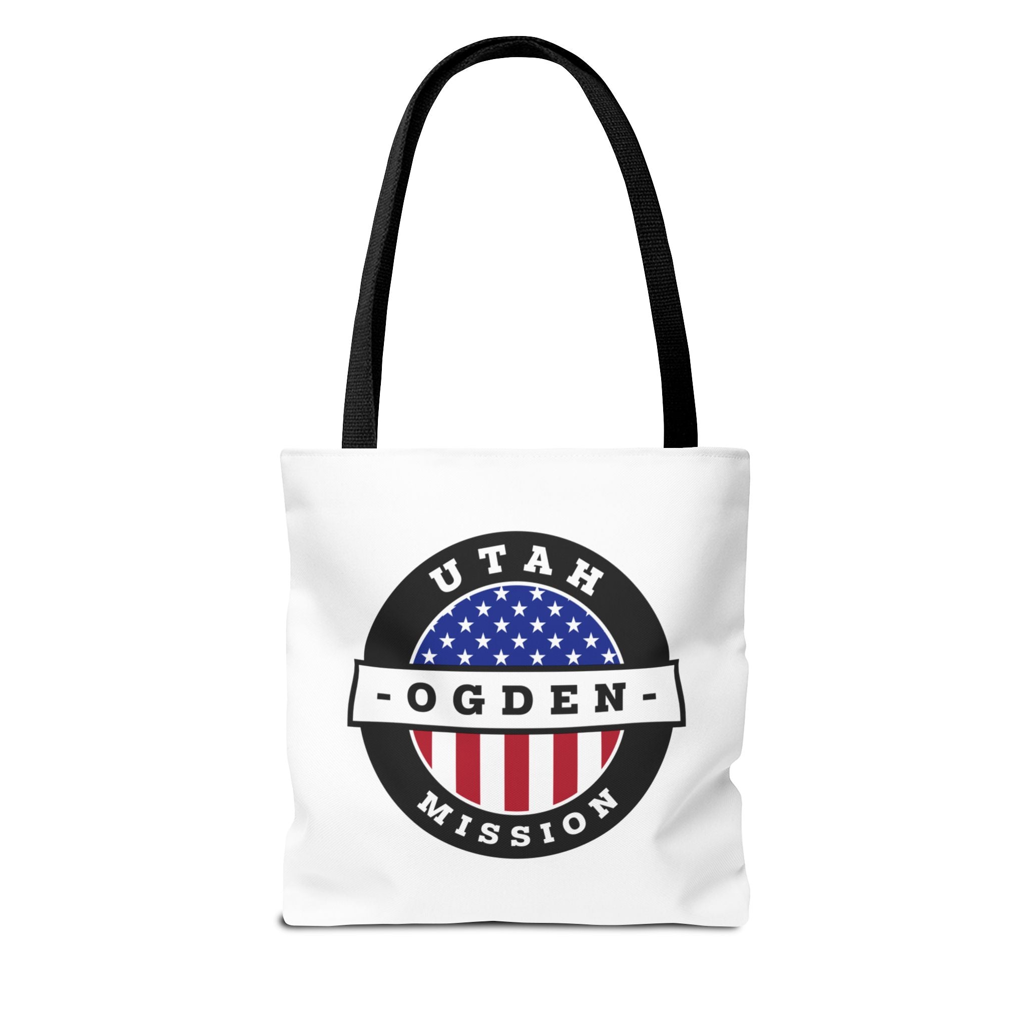 Utah Ogden Mission USA Flag Logo Tote Bag White - Latter-Day Saint LDS Missionary Gift - Book of Mormon