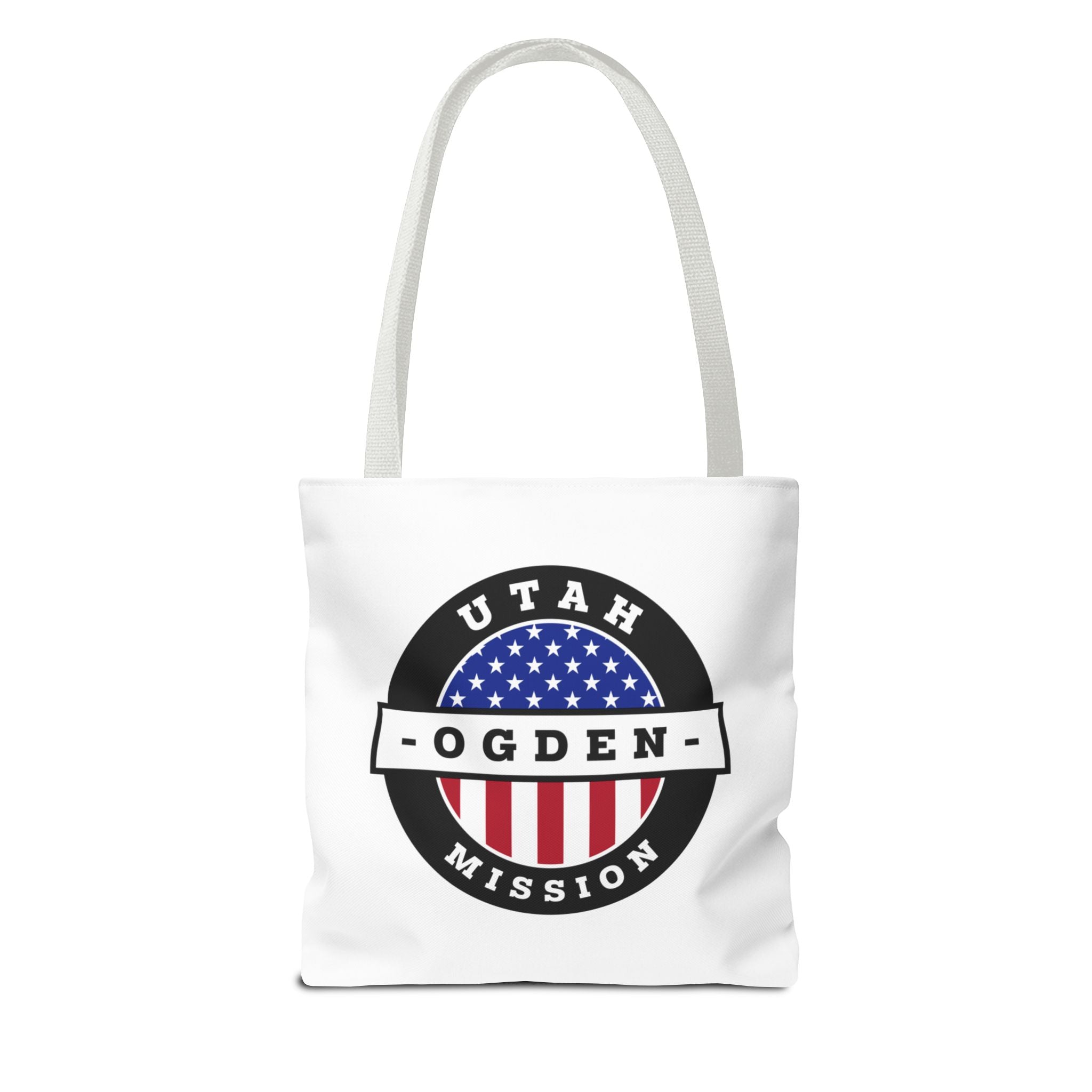 Utah Ogden Mission USA Flag Logo Tote Bag White - Latter-Day Saint LDS Missionary Gift - Book of Mormon
