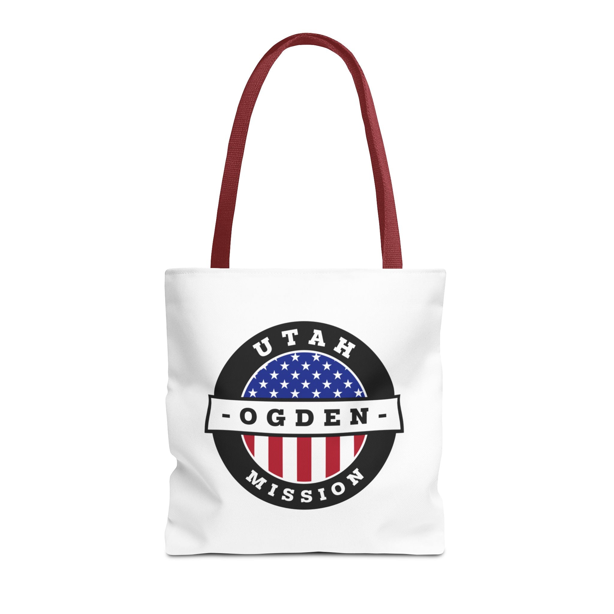 Utah Ogden Mission USA Flag Logo Tote Bag White - Latter-Day Saint LDS Missionary Gift - Book of Mormon