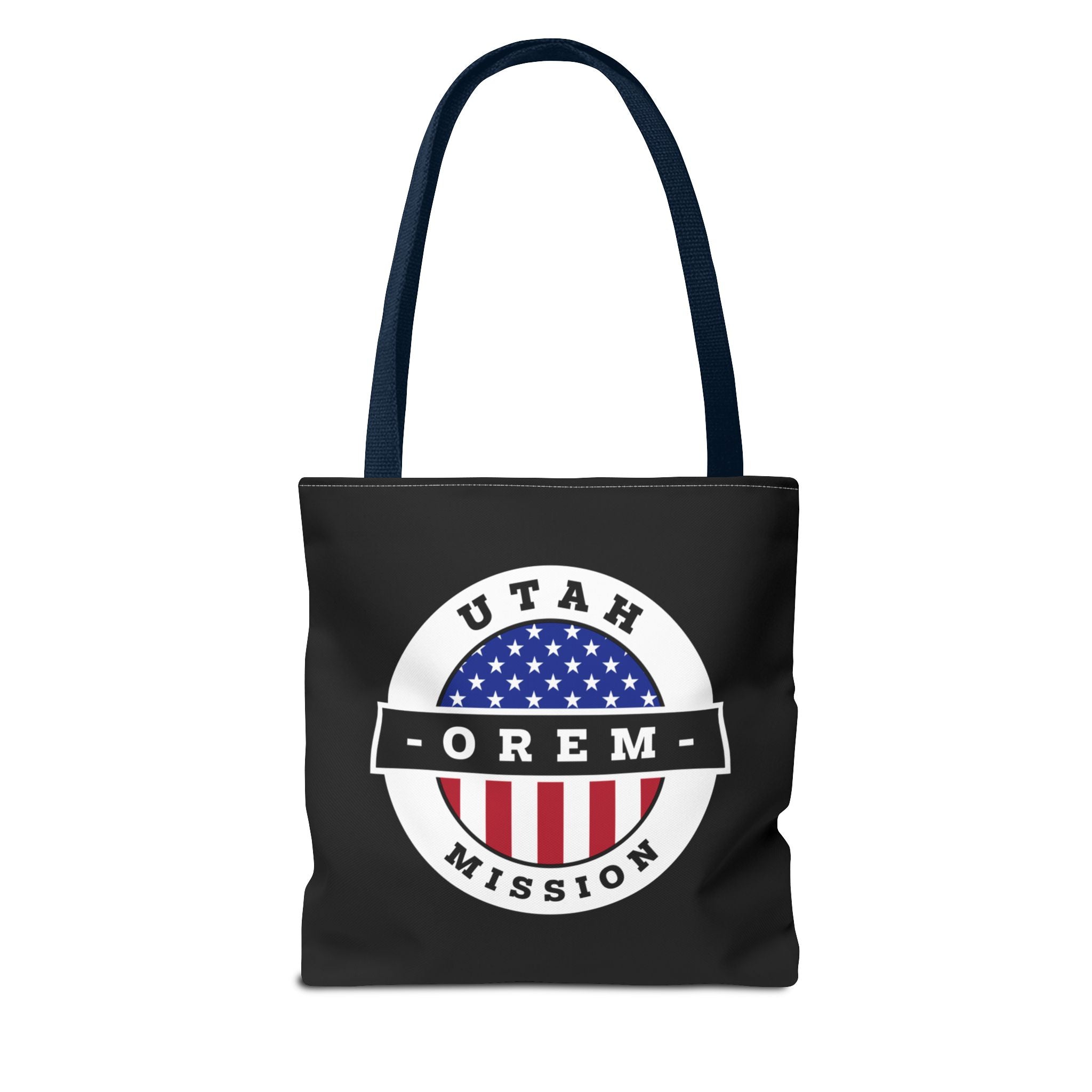 Utah Orem Mission USA Flag Logo Tote Bag Black - Mission Wishlist - LDS Missionary Gift Store