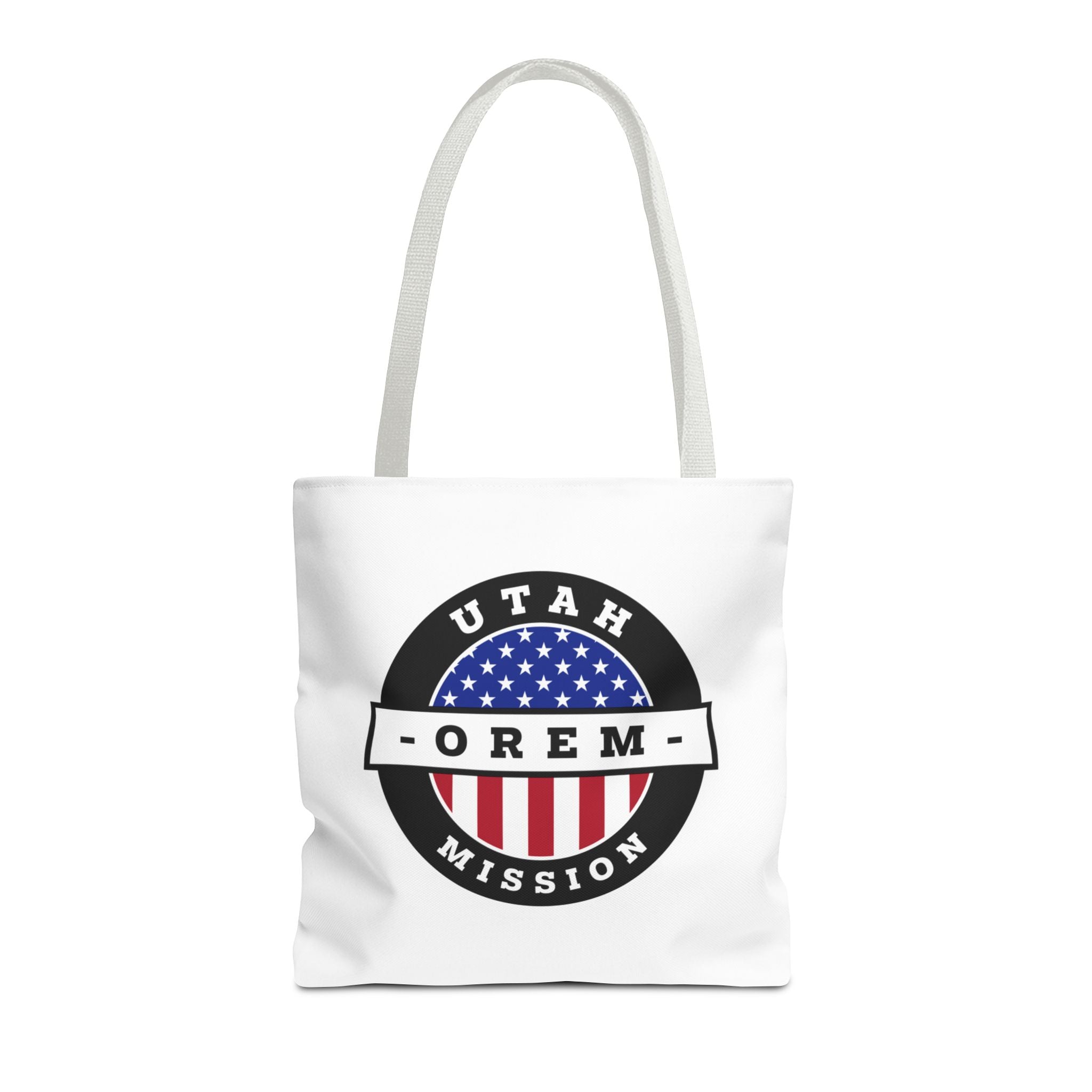 Utah Orem Mission USA Flag Logo Tote Bag White - Latter-Day Saint LDS Missionary Gift - Book of Mormon