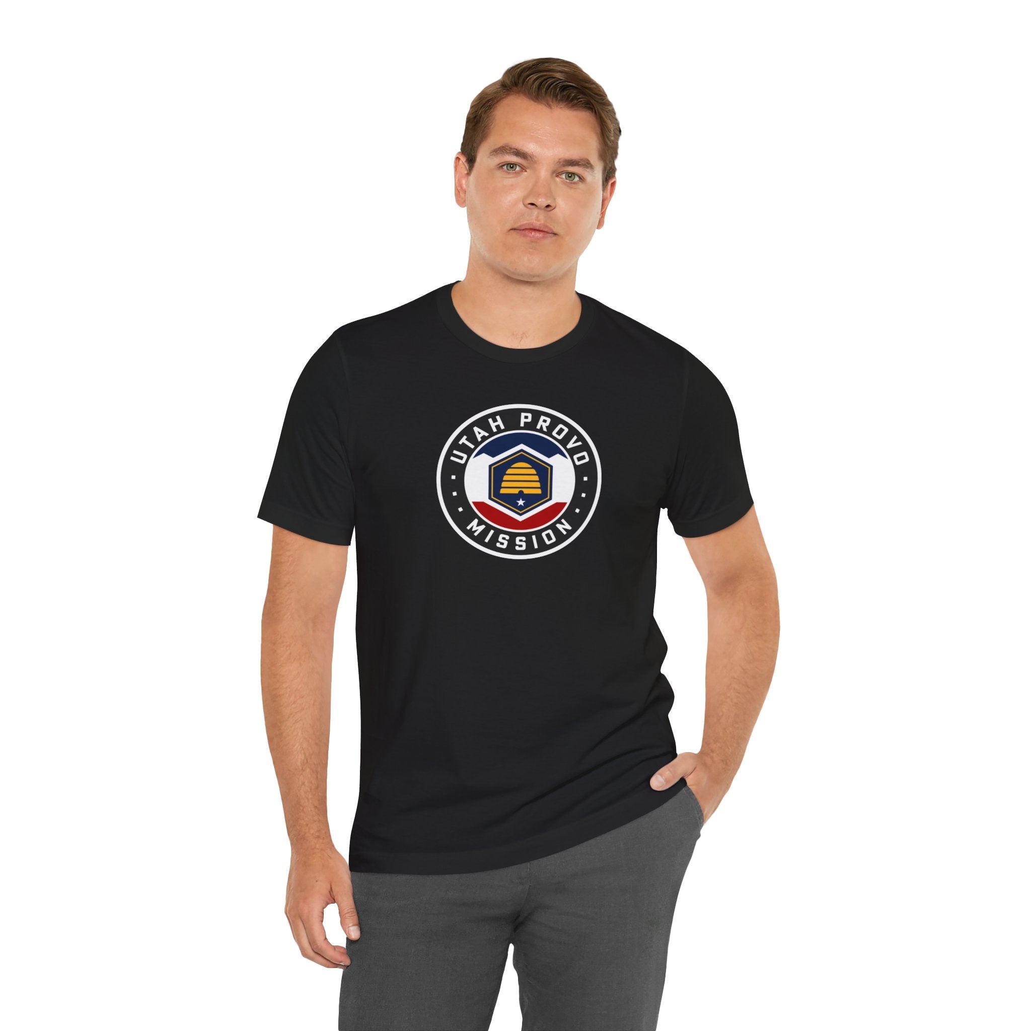 Utah Provo Mission State Flag Logo (Black Border) T-shirt - Mission Wishlist - LDS Missionary Gift Store