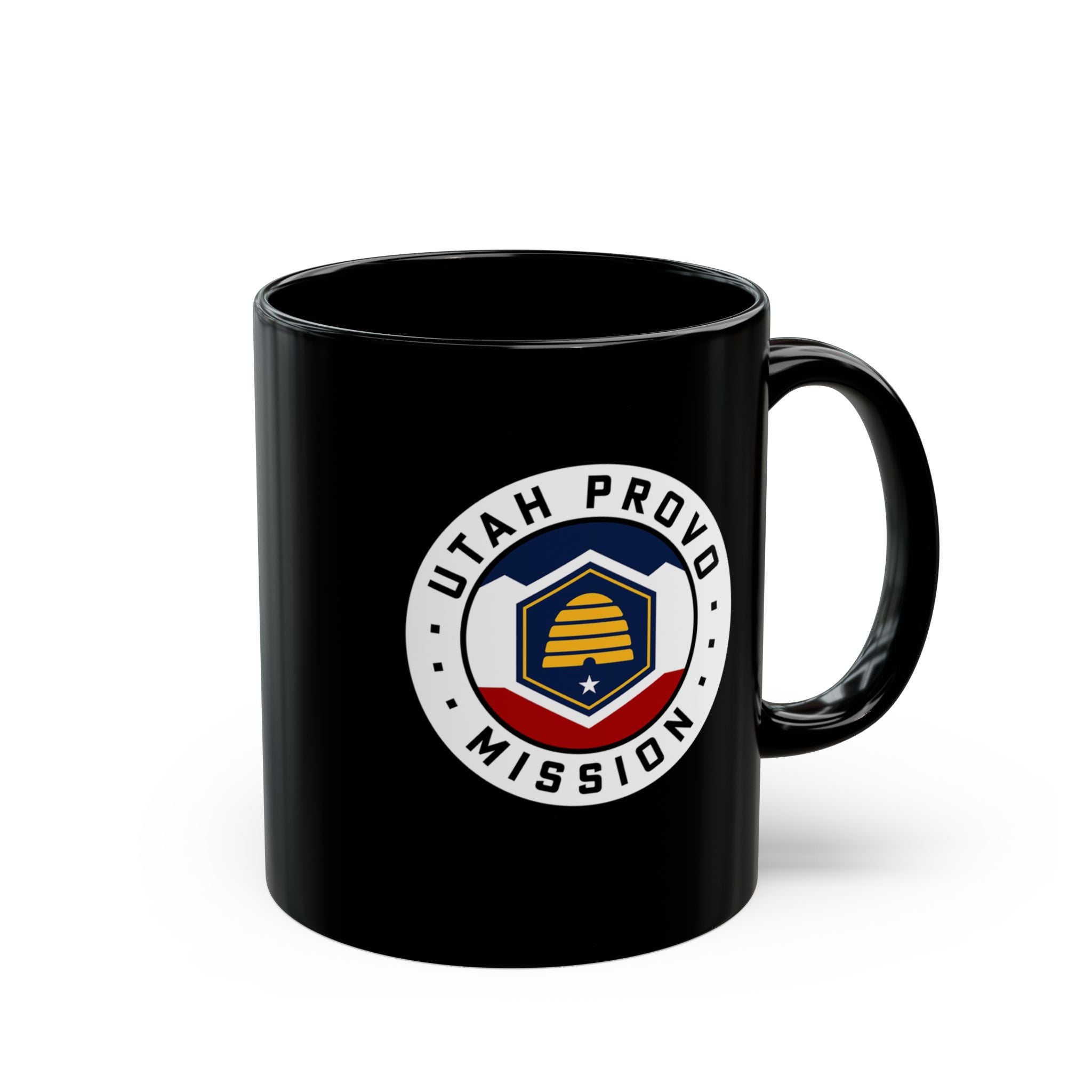 Utah Provo Mission State Flag Logo Ceramic Mug Black Name - Mission Wishlist - LDS Missionary Gift Store