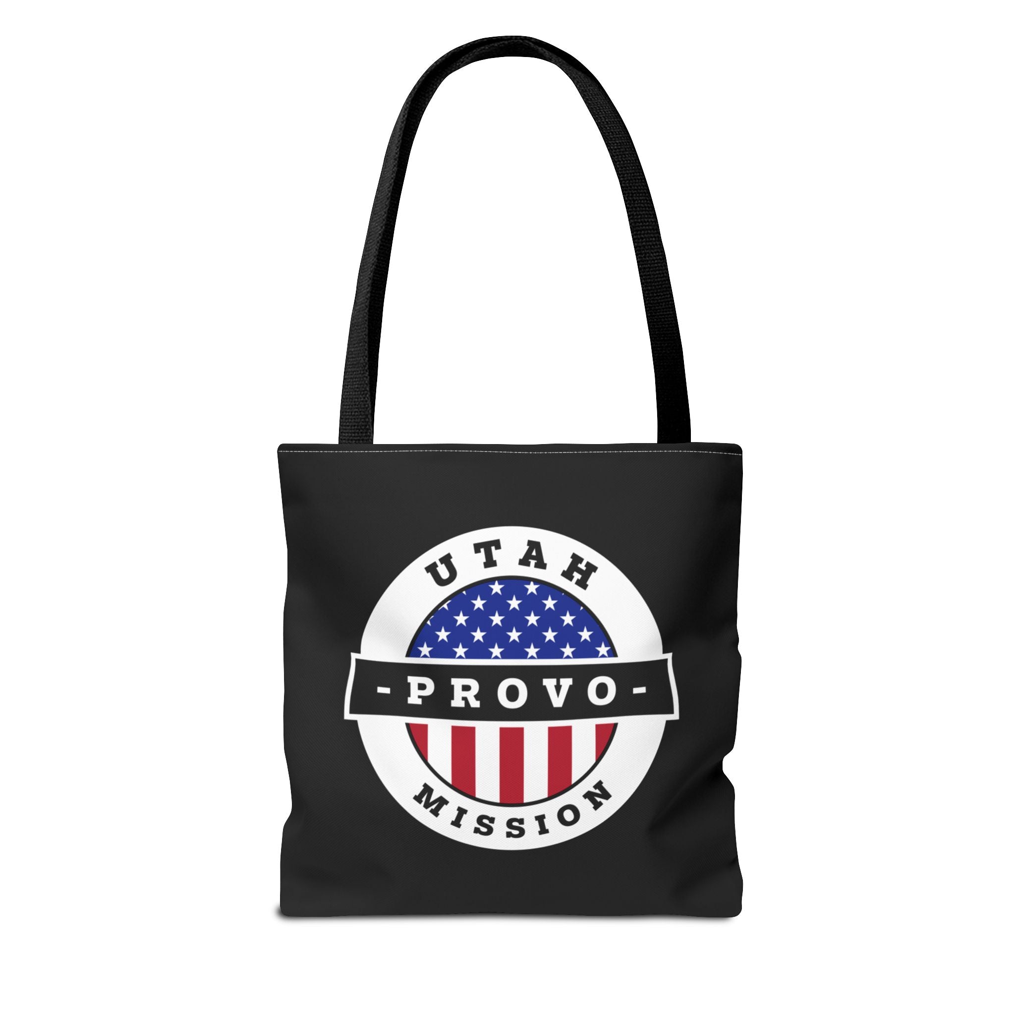 Utah Provo Mission USA Flag Logo Tote Bag Black - Mission Wishlist - LDS Missionary Gift Store