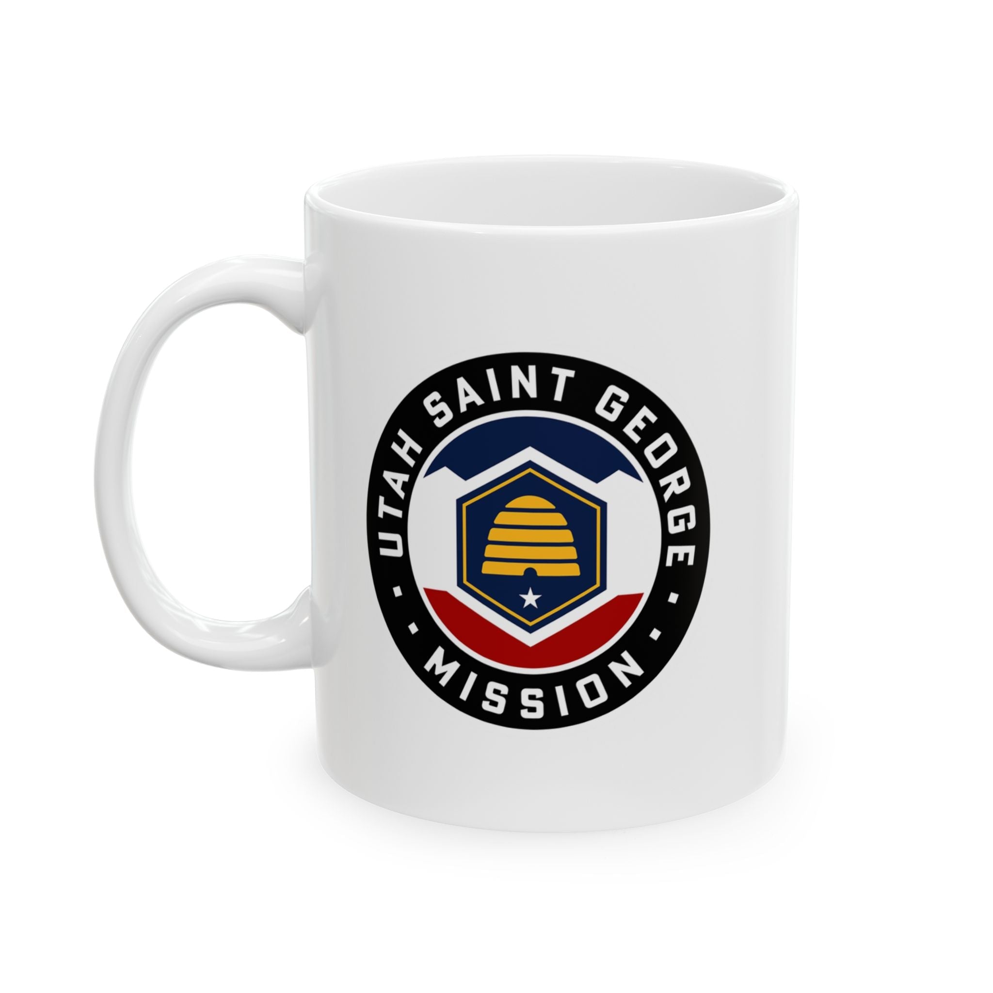 Utah Saint George Mission State Flag Logo Ceramic Mug White Name - Mission Wishlist - LDS Missionary Gift Store