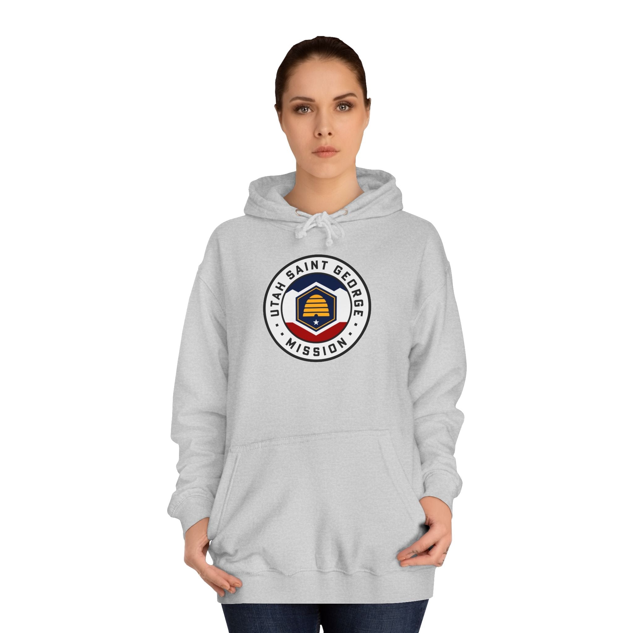 Utah Saint George Mission State Flag Logo (White Border) College Hoodie - Mission Wishlist - LDS Missionary Gift Store