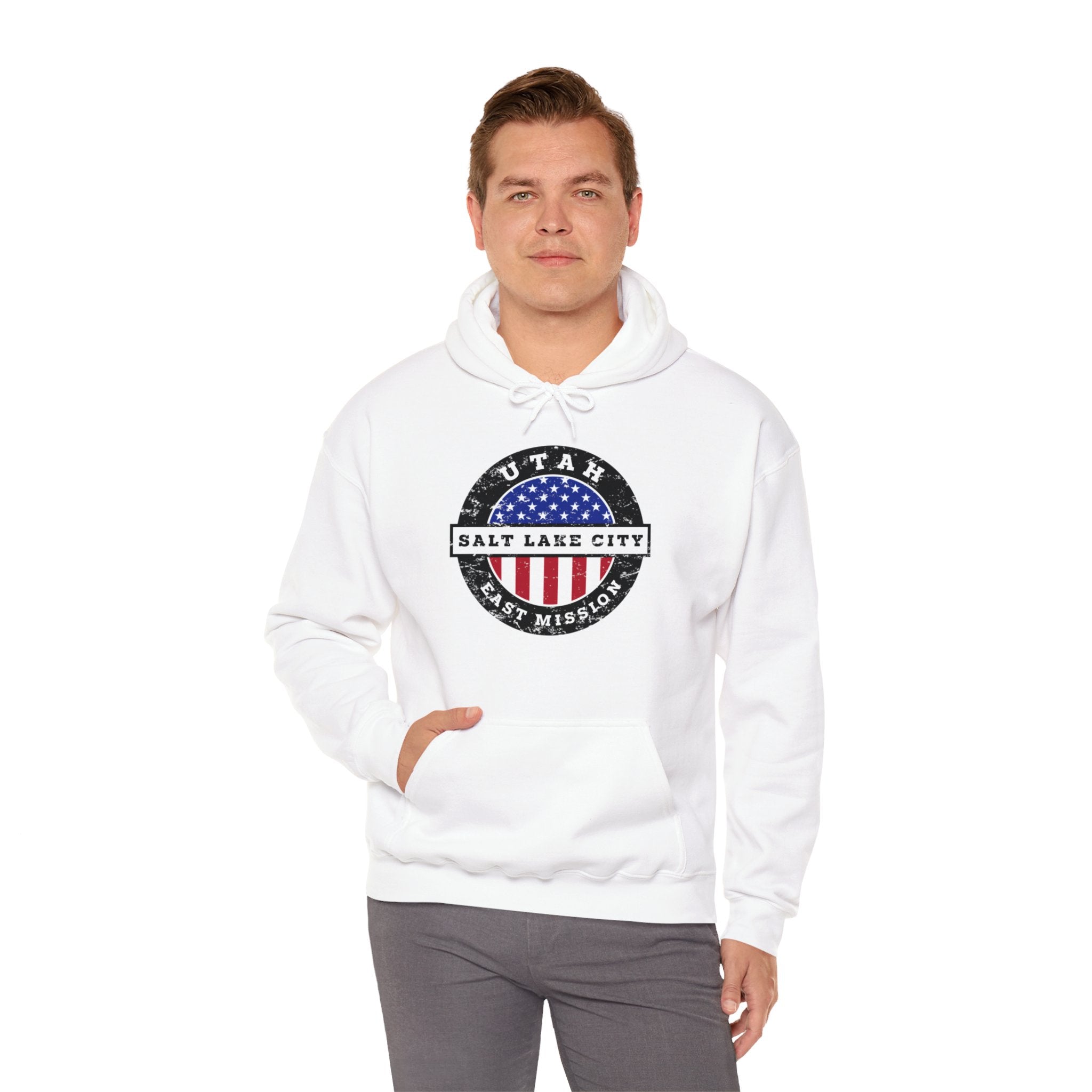Utah Salt Lake City East Mission Circular USA Flag Hoodie - Mission Wishlist - LDS Missionary Gift Store