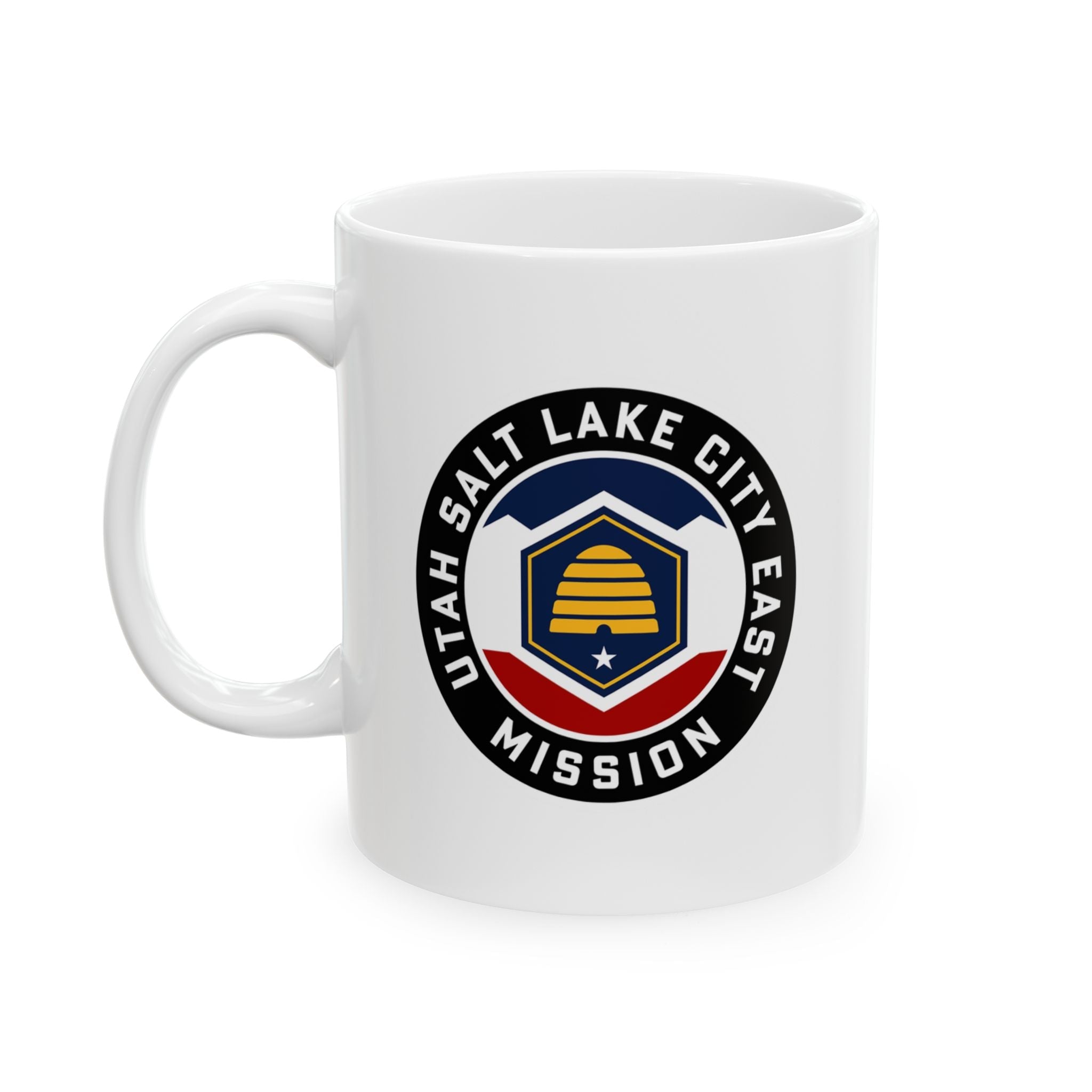 Utah Salt Lake City East Mission State Flag Logo Ceramic Mug White - Mission Wishlist - LDS Missionary Gift Store