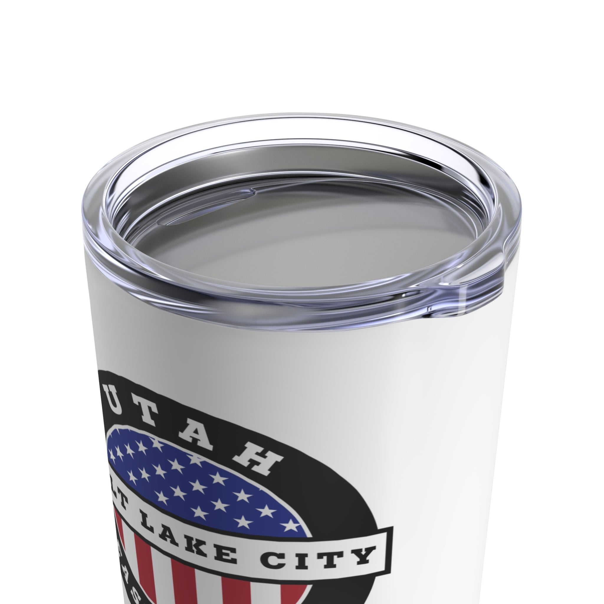 Utah Salt Lake City East Mission USA Flag Logo Tumbler 20oz White - Latter-Day Saint LDS Missionary Gift - Book of Mormon