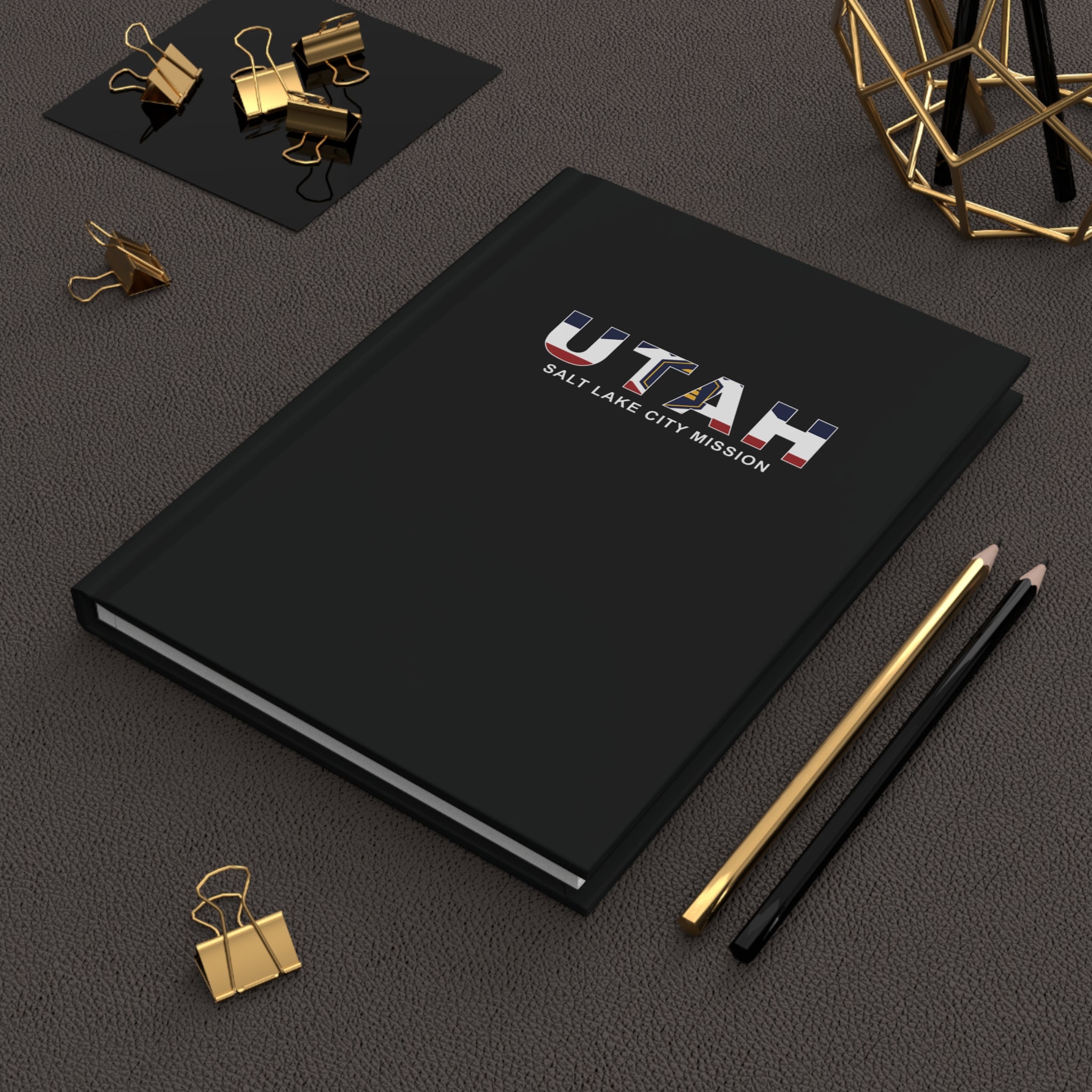 Utah Salt Lake City Mission Flag Title Black Hardcover Journal Matte - Latter-Day Saint LDS Missionary Gift - Book of Mormon