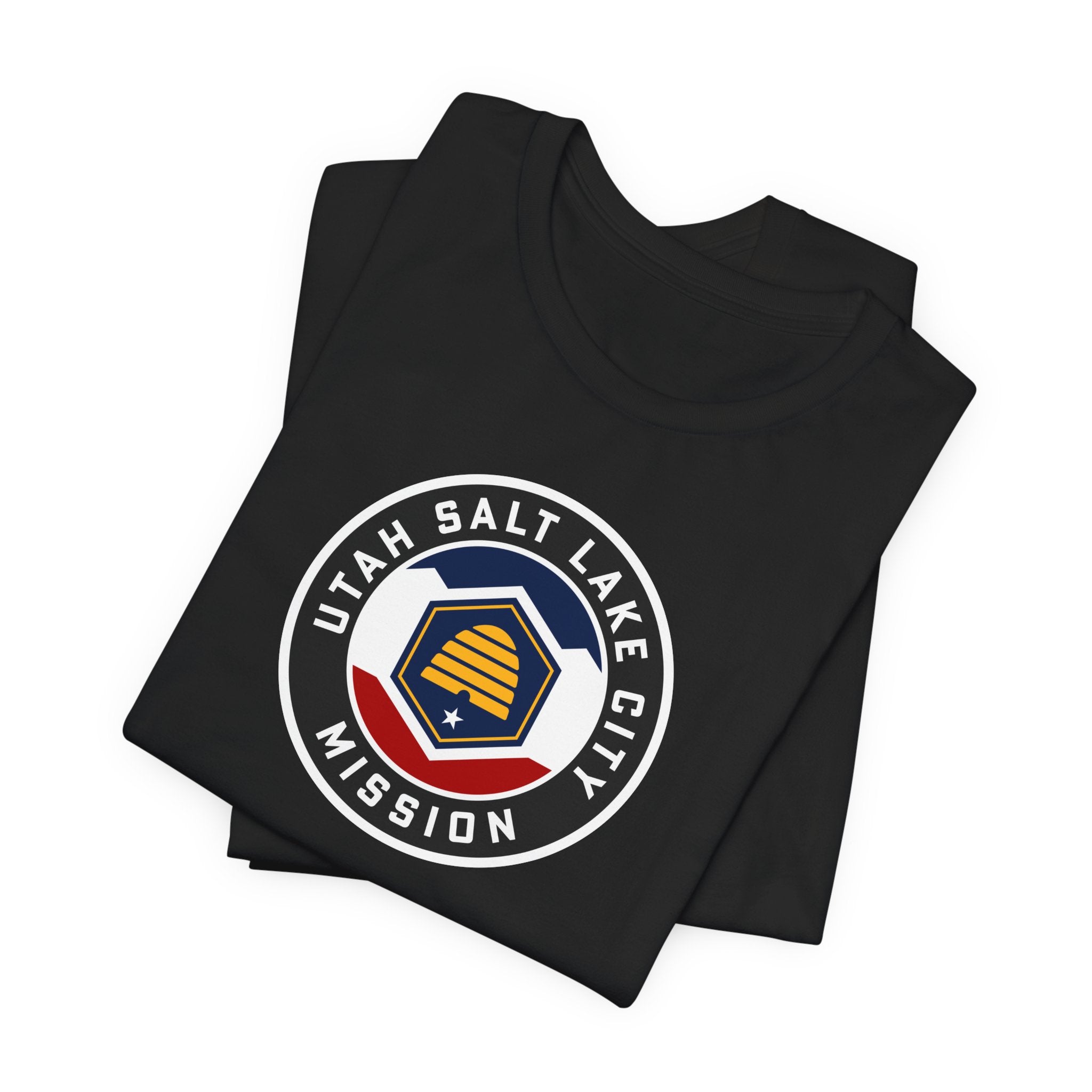 Utah Salt Lake City Mission State Flag Logo (Black Border) T-shirt - Mission Wishlist - LDS Missionary Gift Store