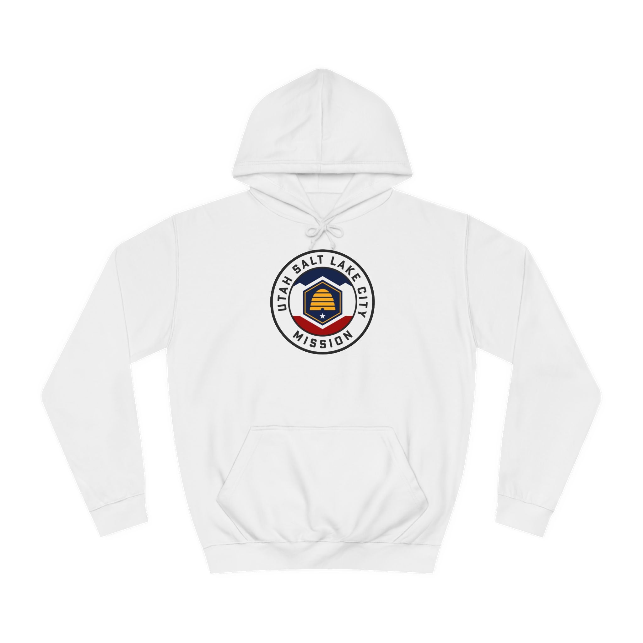 Utah Salt Lake City Mission State Flag Logo (White Border) College Hoodie - Mission Wishlist - LDS Missionary Gift Store