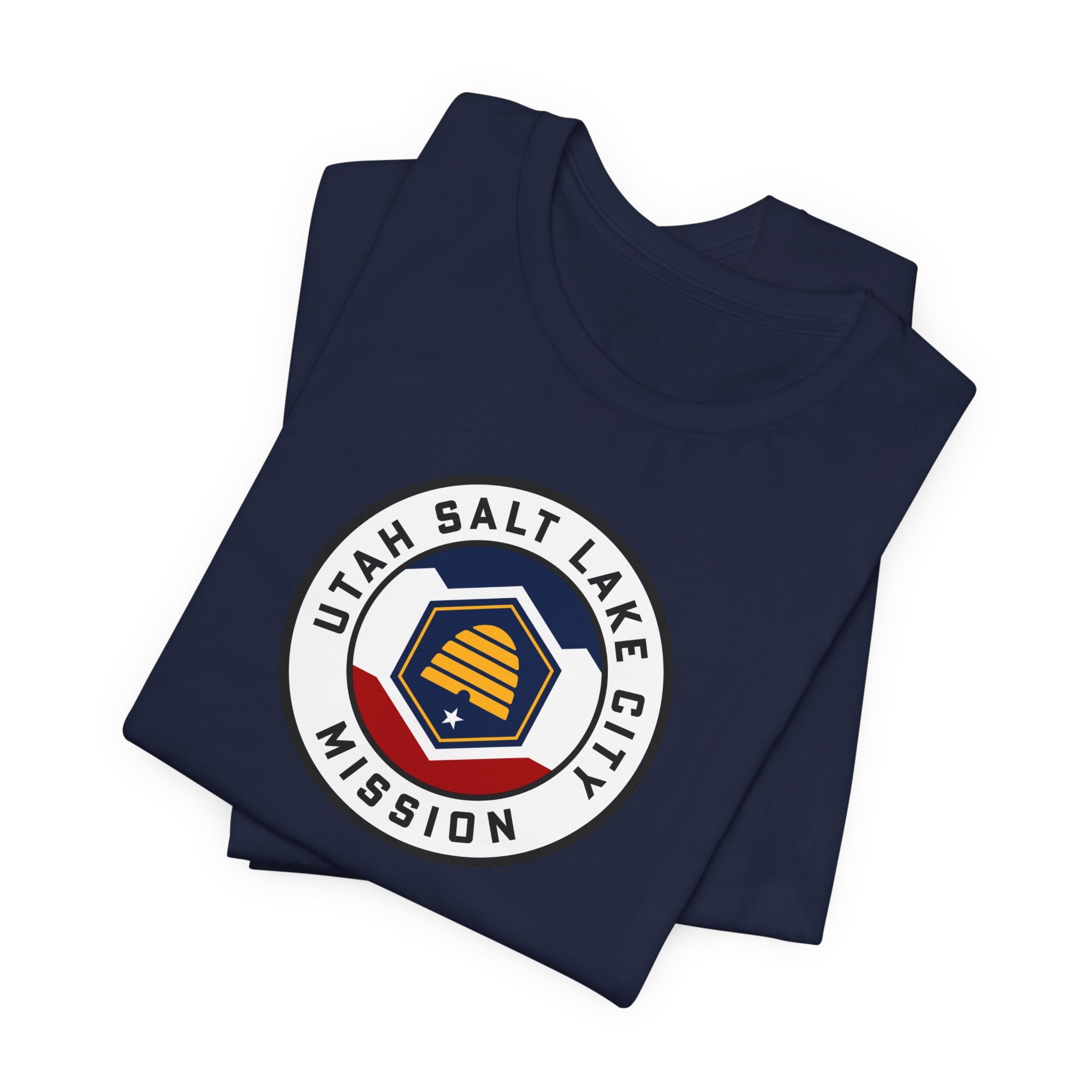 Utah Salt Lake City Mission State Flag Logo (White Border) T-shirt - Mission Wishlist - LDS Missionary Gift Store
