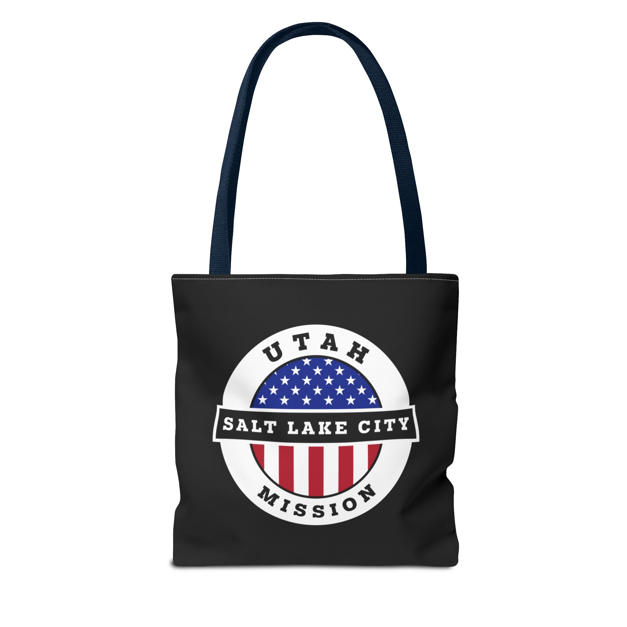 Utah Salt Lake City Mission USA Flag Logo Tote Bag Black - Mission Wishlist - LDS Missionary Gift Store