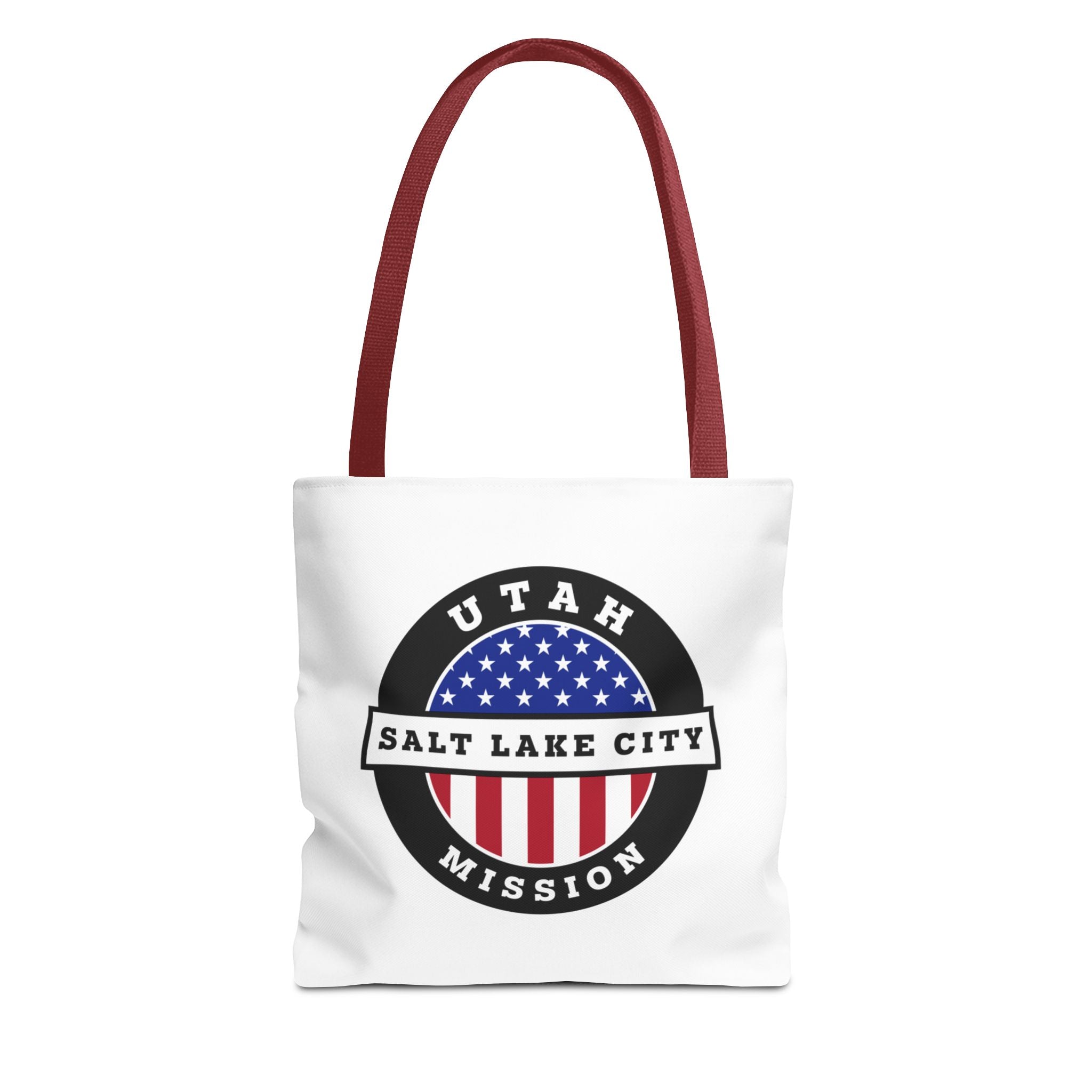 Utah Salt Lake City Mission USA Flag Logo Tote Bag White - Mission Wishlist - LDS Missionary Gift Store