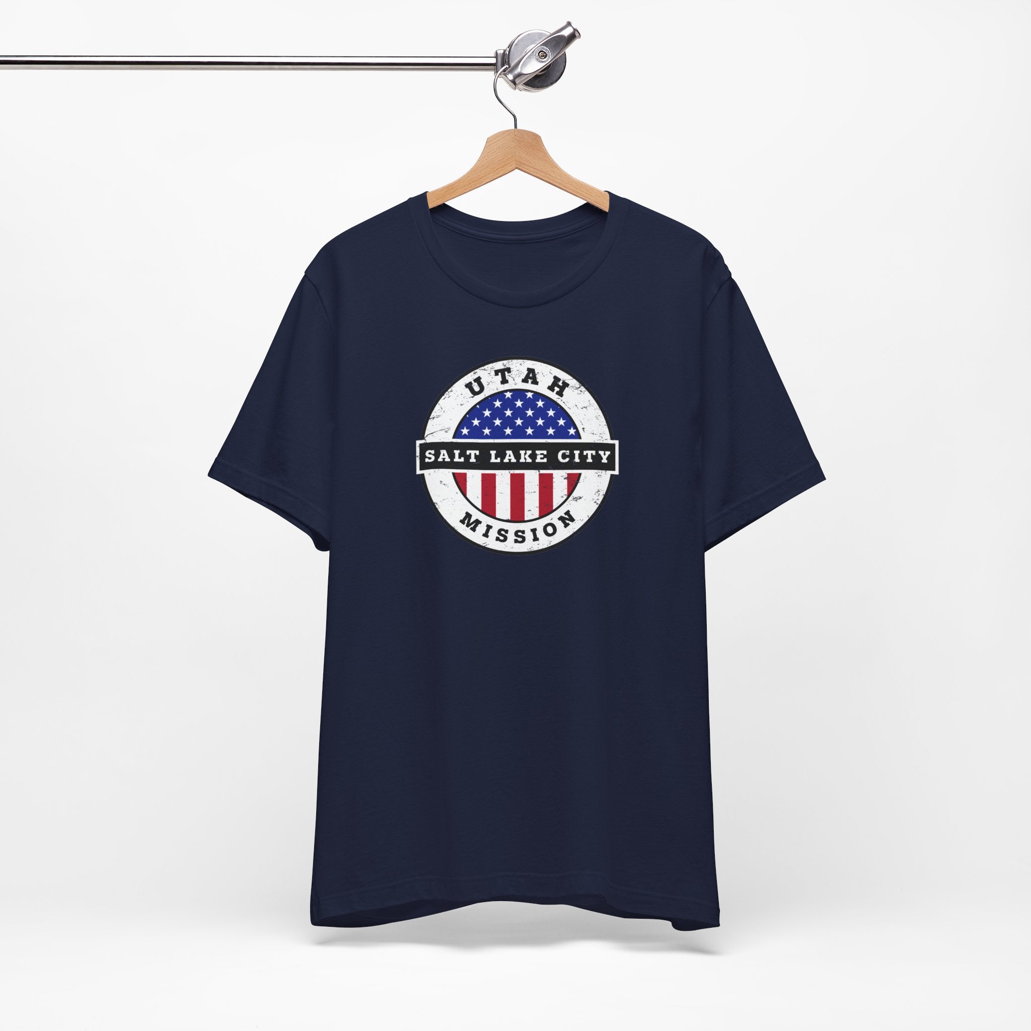 Utah Salt Lake City Mission Vintage Circular USA Flag T-Shirt - Mission Wishlist - LDS Missionary Gift Store