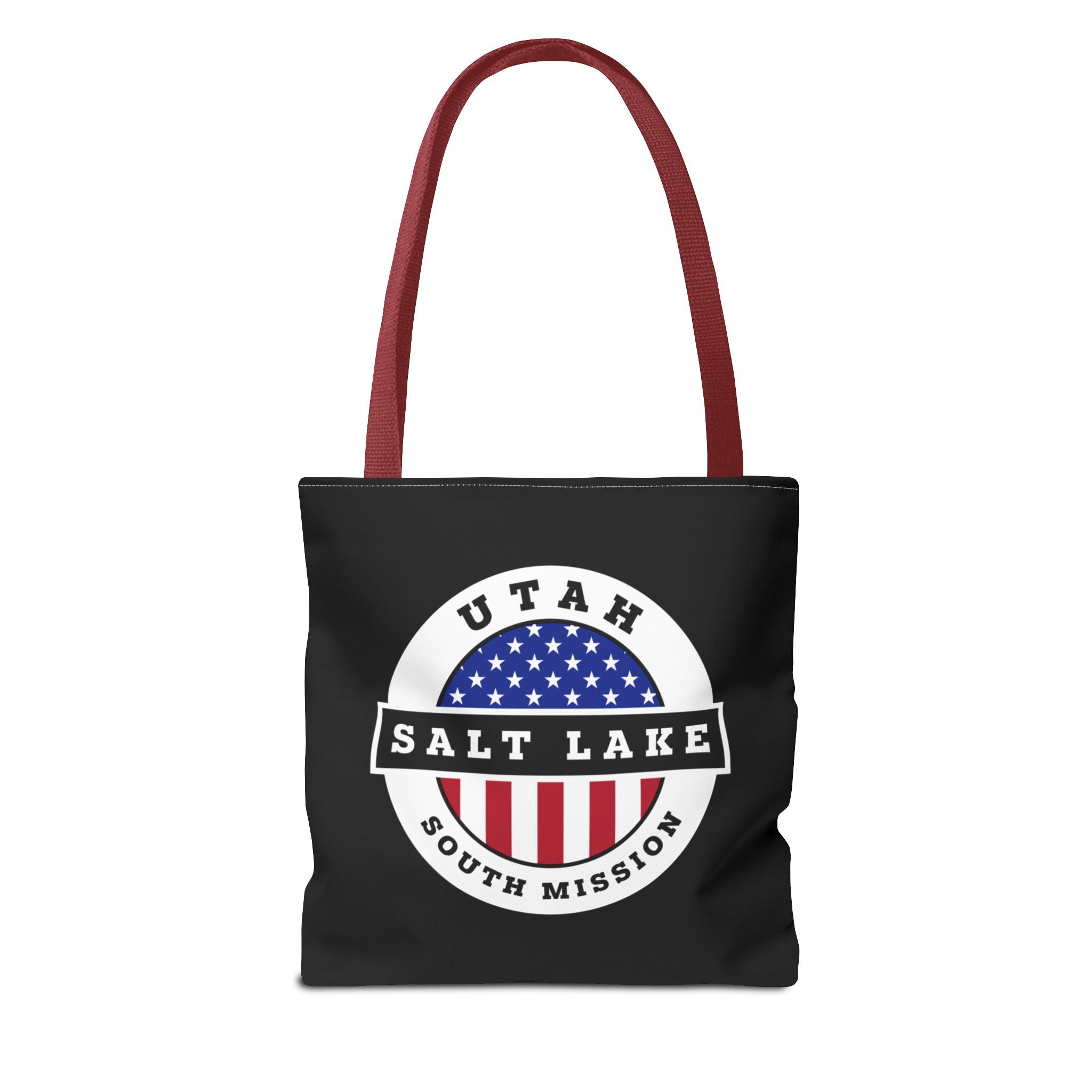 Utah Salt Lake City South Mission USA Flag Logo Tote Bag Black - Mission Wishlist - LDS Missionary Gift Store