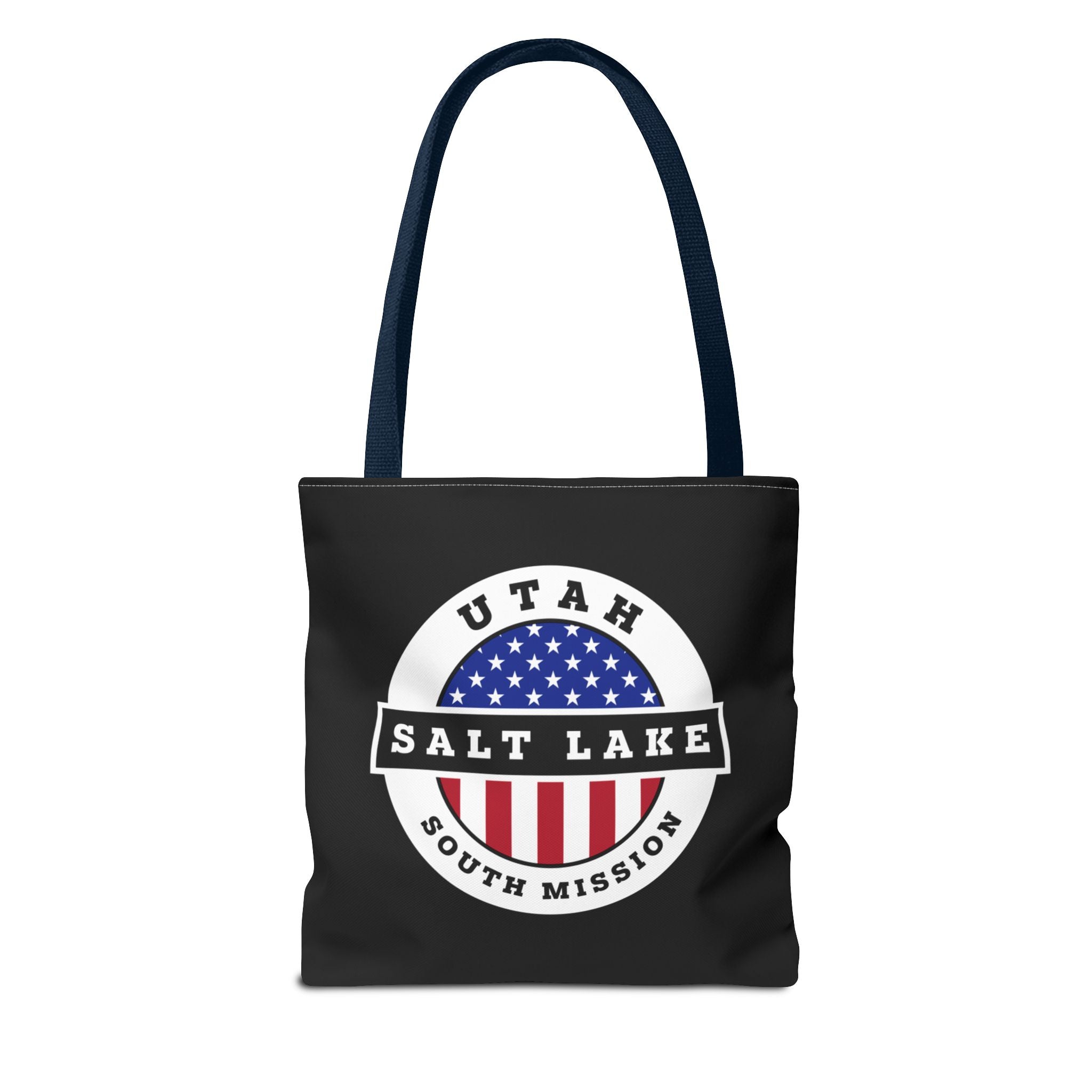 Utah Salt Lake City South Mission USA Flag Logo Tote Bag Black - Mission Wishlist - LDS Missionary Gift Store