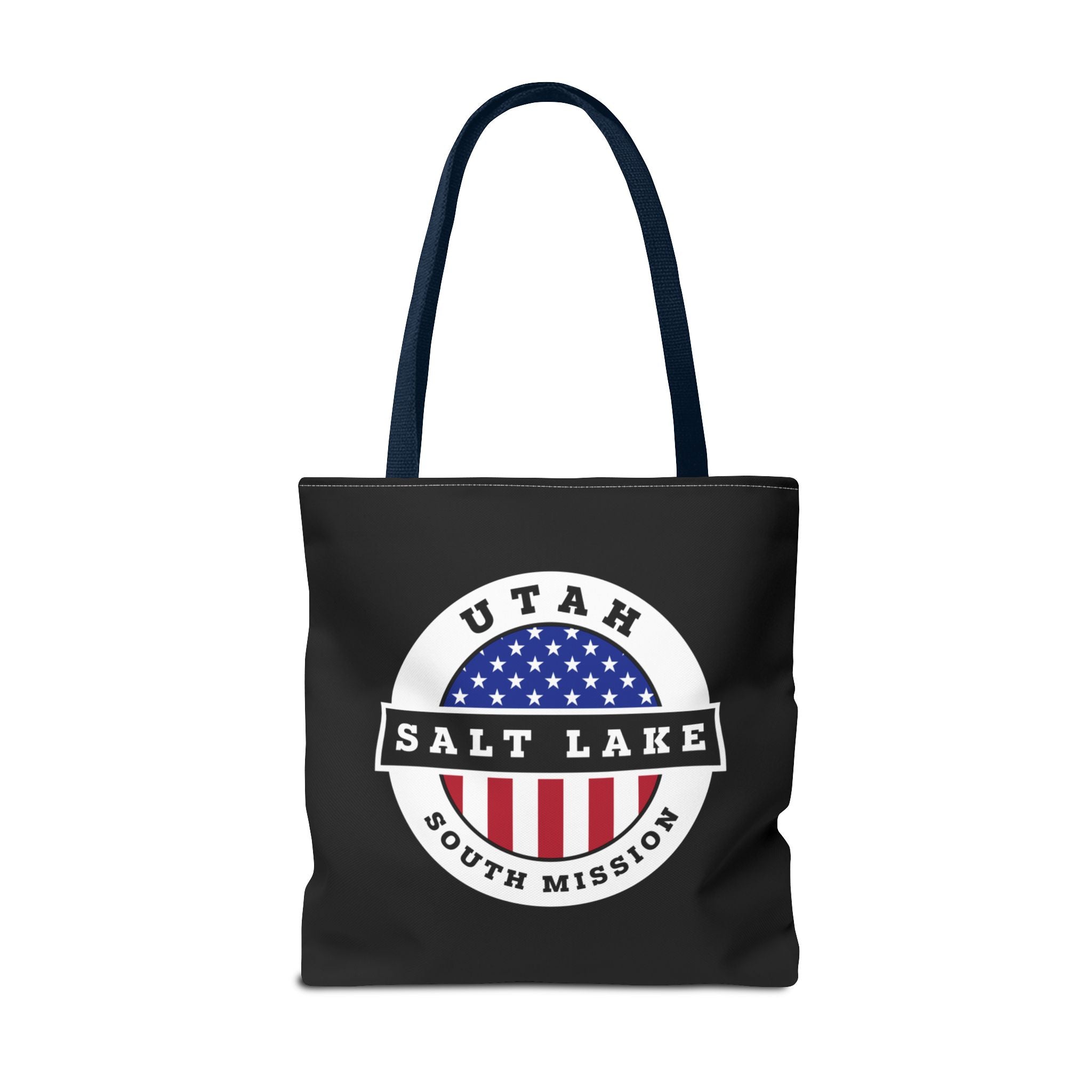 Utah Salt Lake City South Mission USA Flag Logo Tote Bag Black - Mission Wishlist - LDS Missionary Gift Store