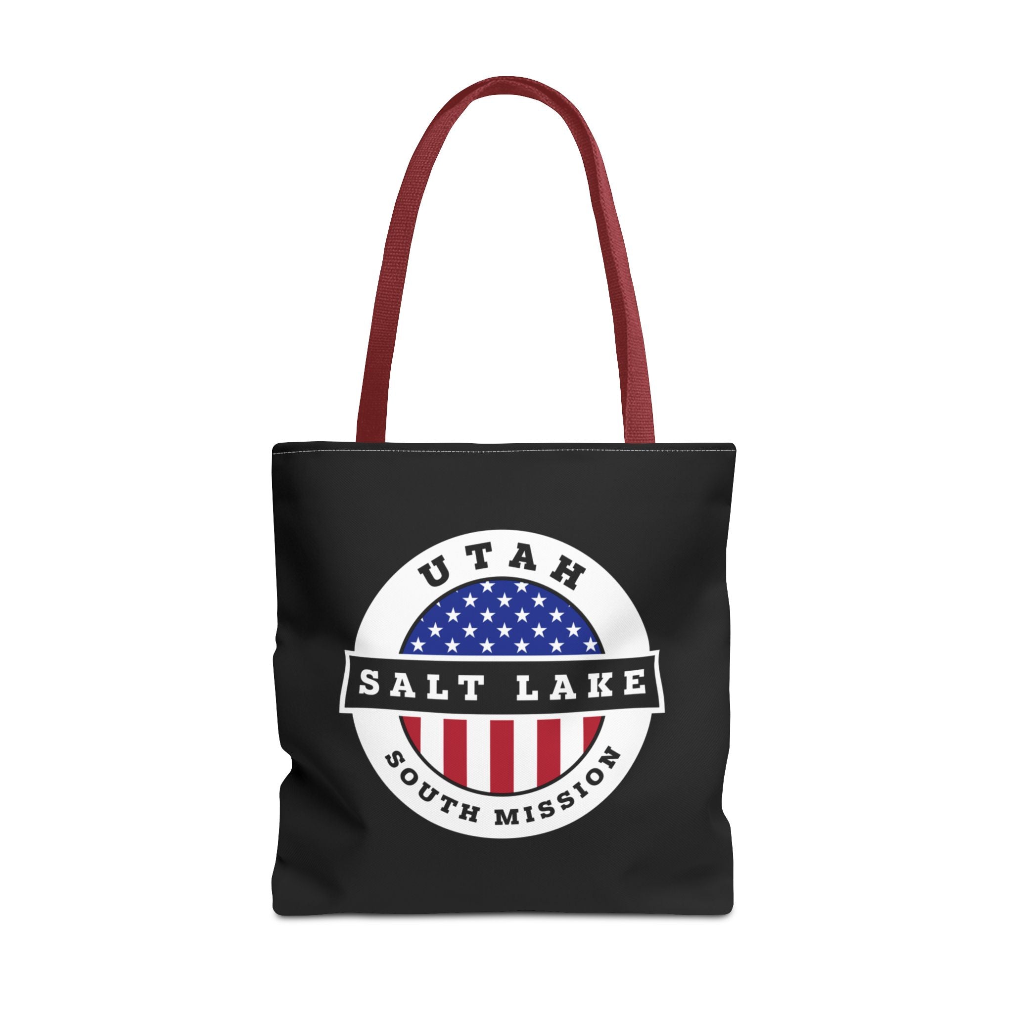 Utah Salt Lake City South Mission USA Flag Logo Tote Bag Black - Mission Wishlist - LDS Missionary Gift Store