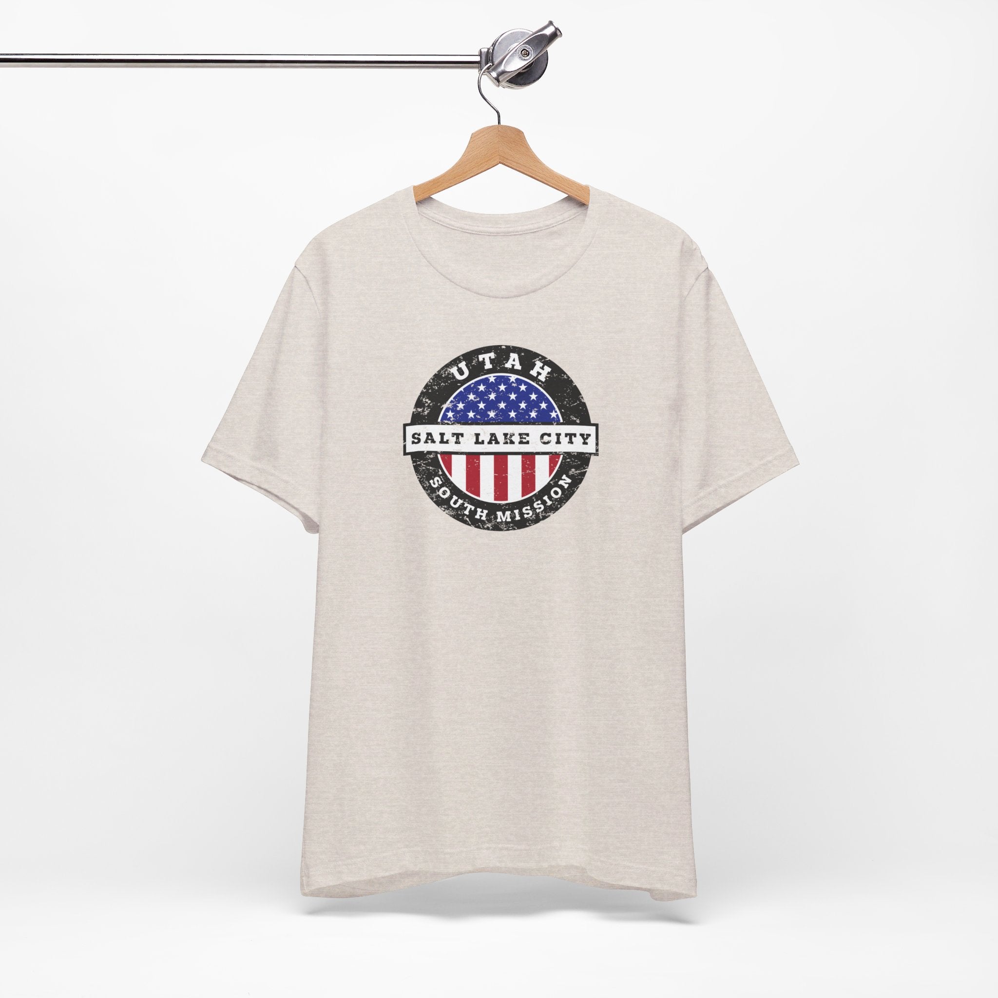 Utah Salt Lake City South Mission Vintage Circular USA Flag T-Shirt - Mission Wishlist - LDS Missionary Gift Store