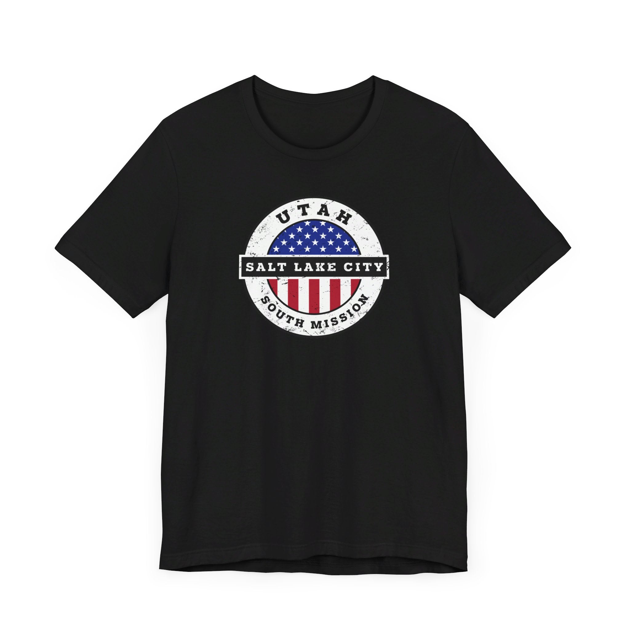 Utah Salt Lake City South Mission Vintage Circular USA Flag T-Shirt - Mission Wishlist - LDS Missionary Gift Store