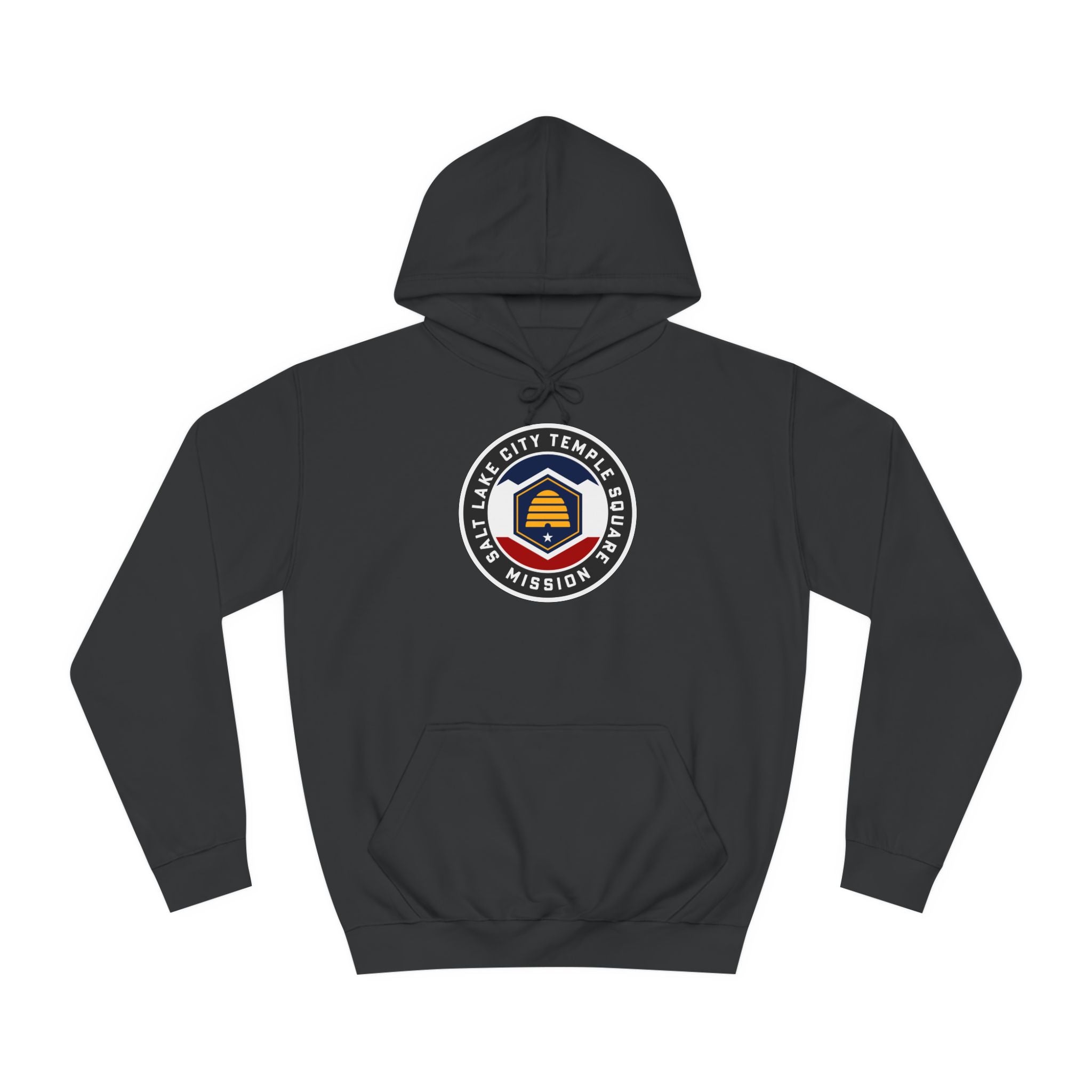Utah Salt Lake City Temple Square Mission State Flag Logo (Black Border) College Hoodie - Mission Wishlist - LDS Missionary Gift Store