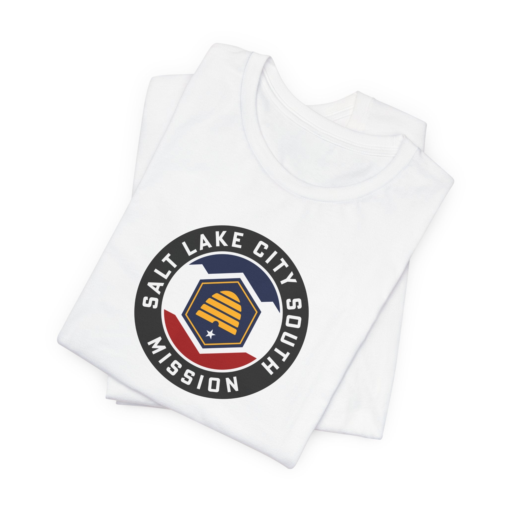 Utah Salt Lake City Temple Square Mission State Flag Logo (Black Border) T-shirt - Mission Wishlist - LDS Missionary Gift Store