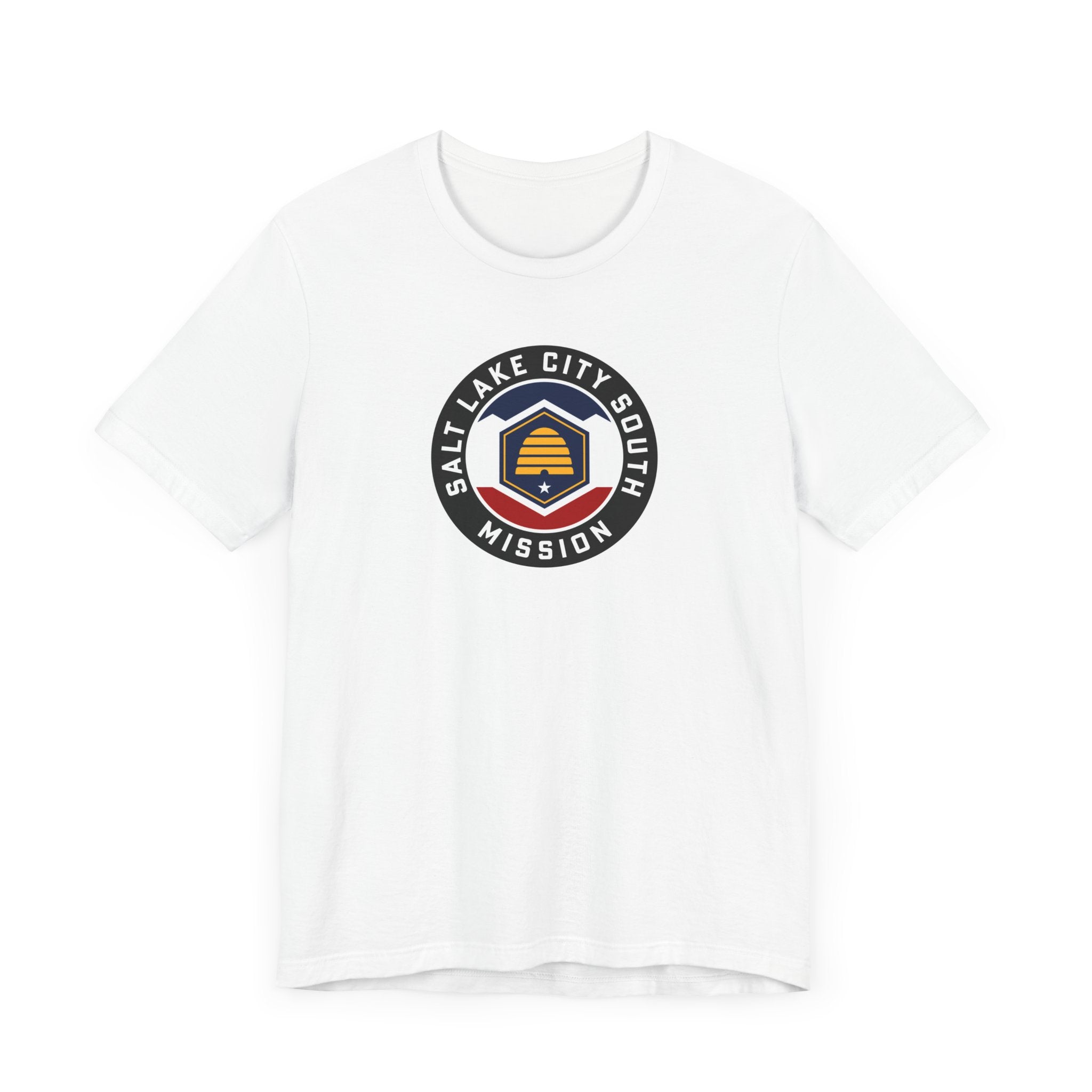 Utah Salt Lake City Temple Square Mission State Flag Logo (Black Border) T-shirt - Mission Wishlist - LDS Missionary Gift Store