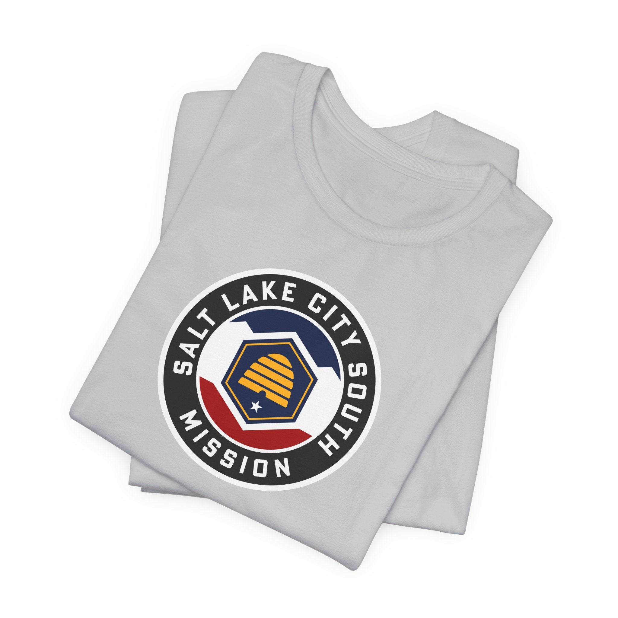 Utah Salt Lake City Temple Square Mission State Flag Logo (Black Border) T-shirt - Mission Wishlist - LDS Missionary Gift Store