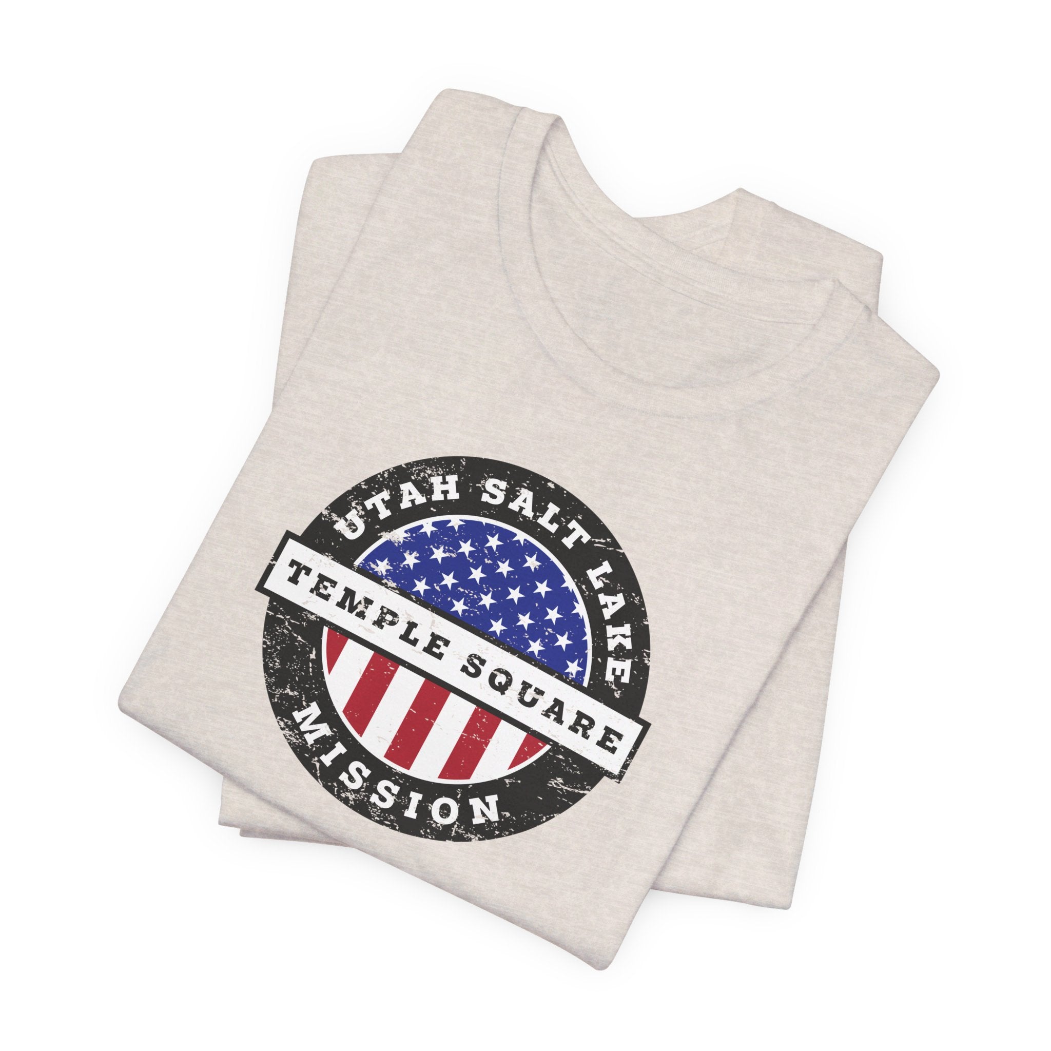 Utah Salt Lake City Temple Square Mission Vintage Circular USA Flag T-Shirt - Mission Wishlist - LDS Missionary Gift Store