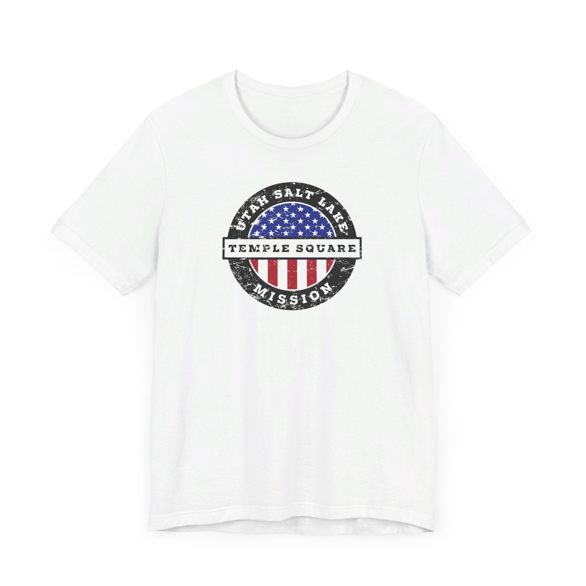 Utah Salt Lake City Temple Square Mission Vintage Circular USA Flag T-Shirt - Mission Wishlist - LDS Missionary Gift Store