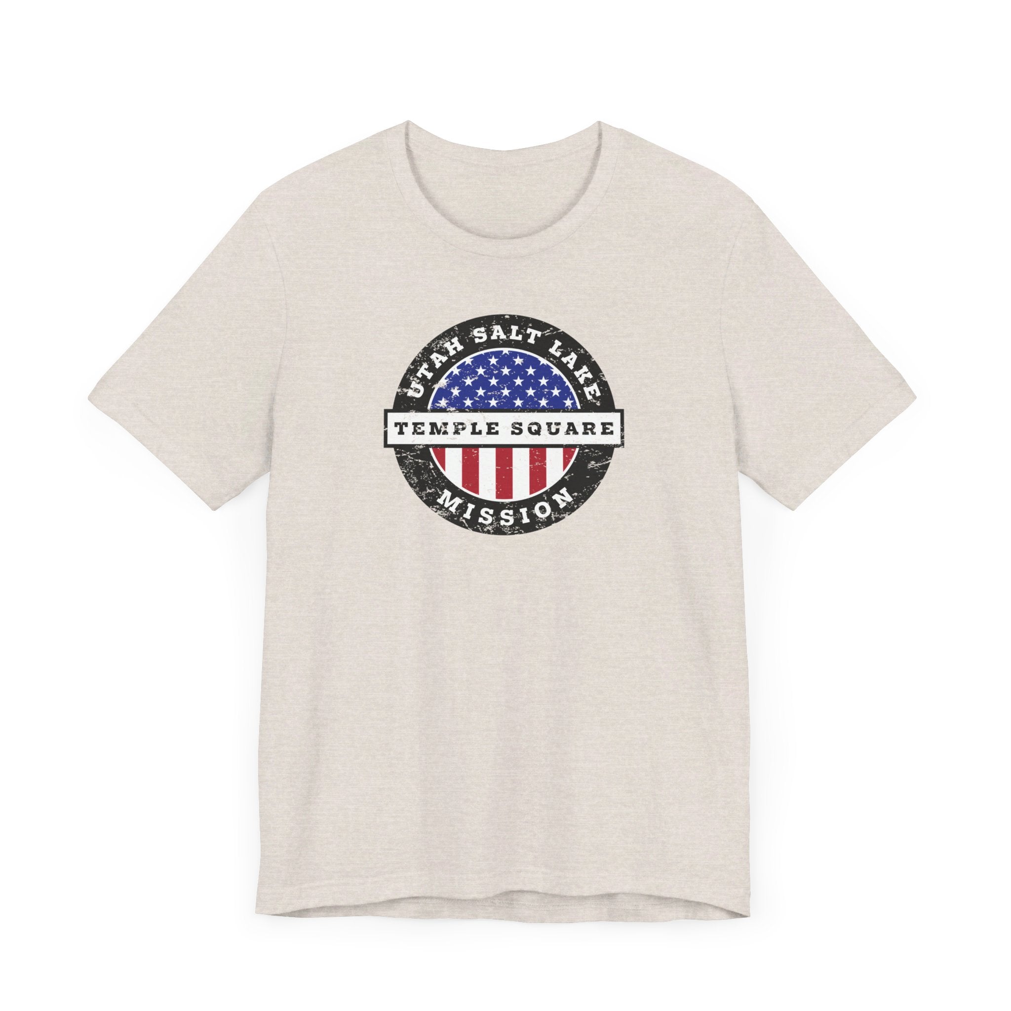 Utah Salt Lake City Temple Square Mission Vintage Circular USA Flag T-Shirt - Mission Wishlist - LDS Missionary Gift Store