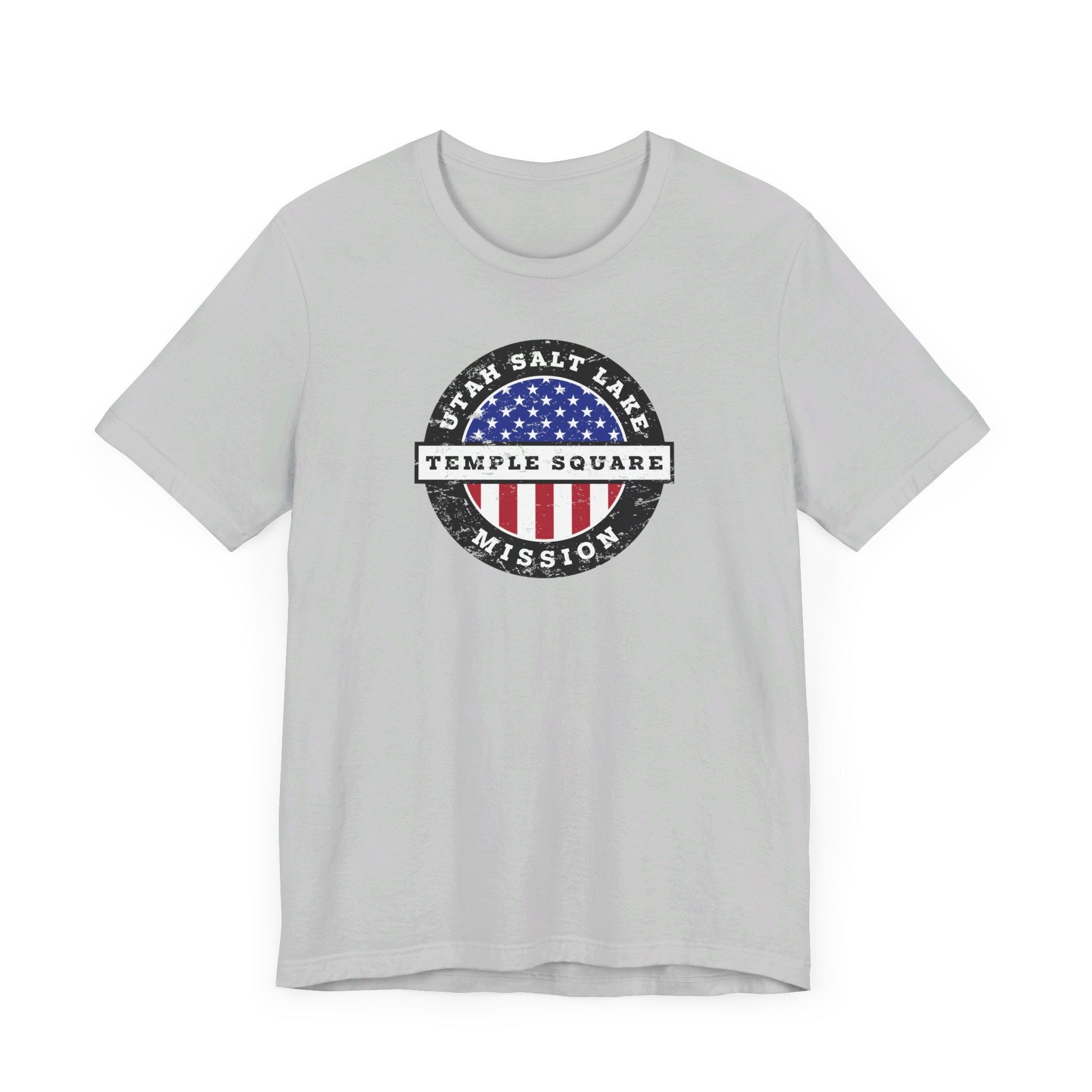 Utah Salt Lake City Temple Square Mission Vintage Circular USA Flag T-Shirt - Mission Wishlist - LDS Missionary Gift Store
