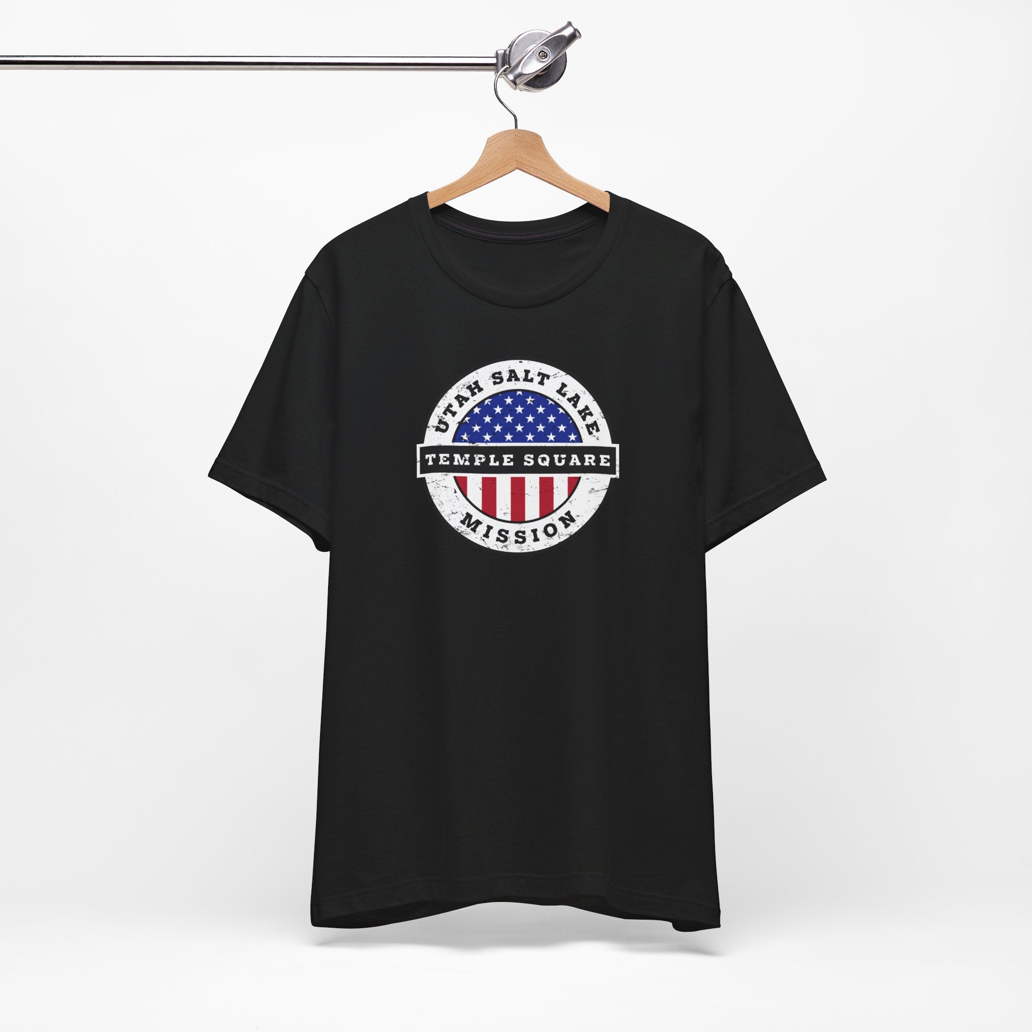 Utah Salt Lake City Temple Square Mission Vintage Circular USA Flag T-Shirt - Mission Wishlist - LDS Missionary Gift Store