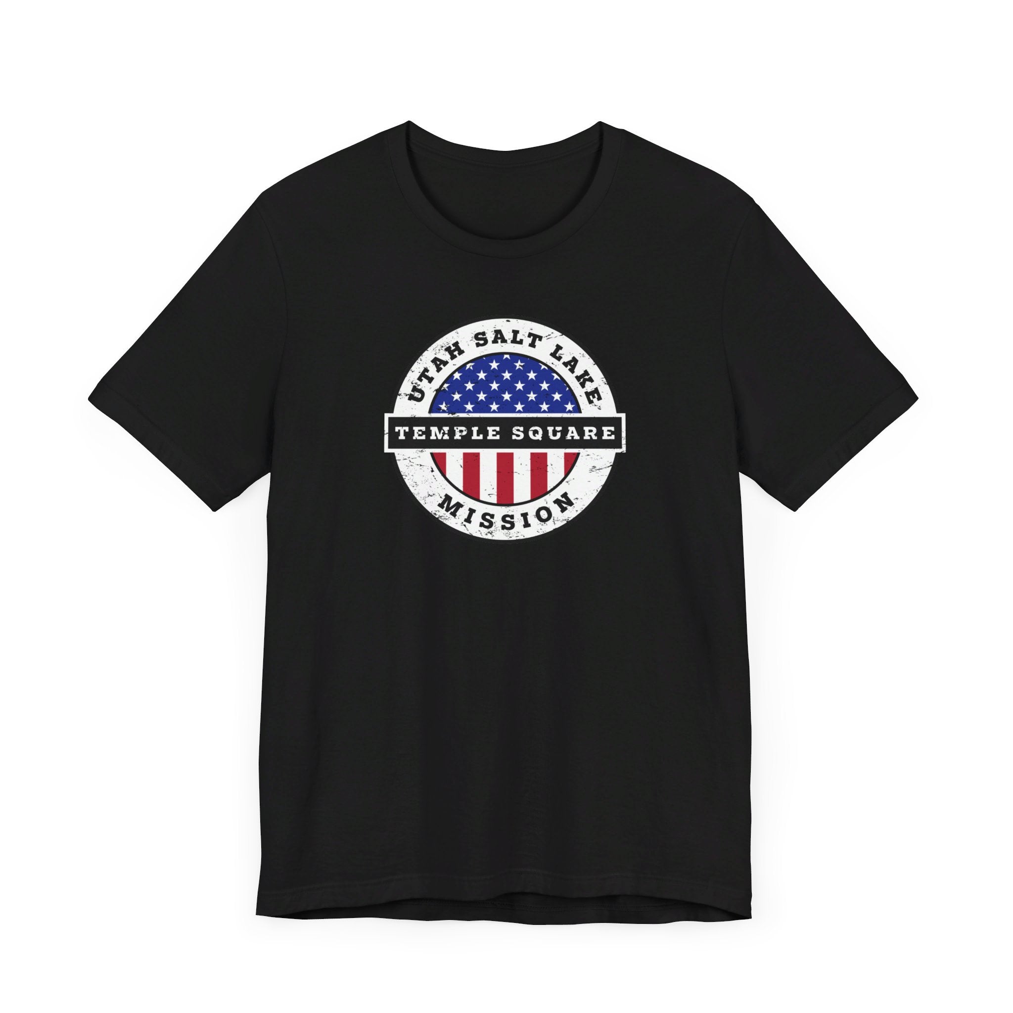 Utah Salt Lake City Temple Square Mission Vintage Circular USA Flag T-Shirt - Mission Wishlist - LDS Missionary Gift Store