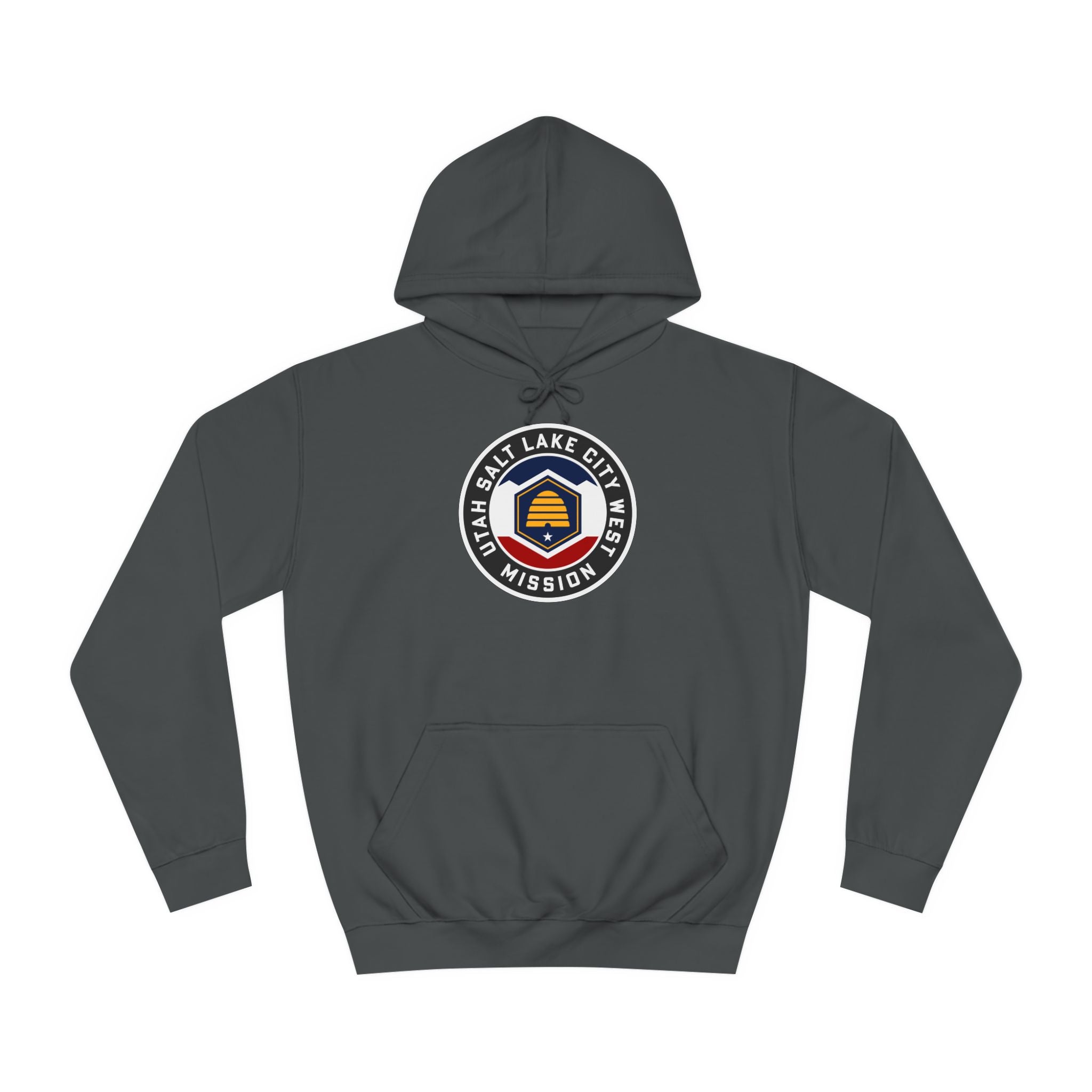 Utah Salt Lake City West Mission State Flag Logo (Black Border) College Hoodie - Mission Wishlist - LDS Missionary Gift Store