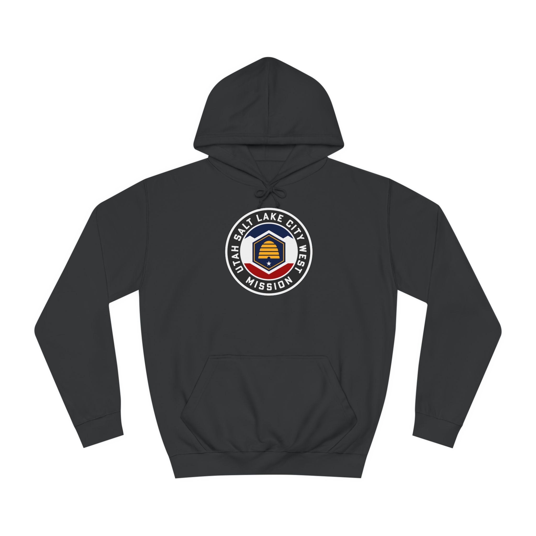 Utah Salt Lake City West Mission State Flag Logo (Black Border) College Hoodie - Mission Wishlist - LDS Missionary Gift Store