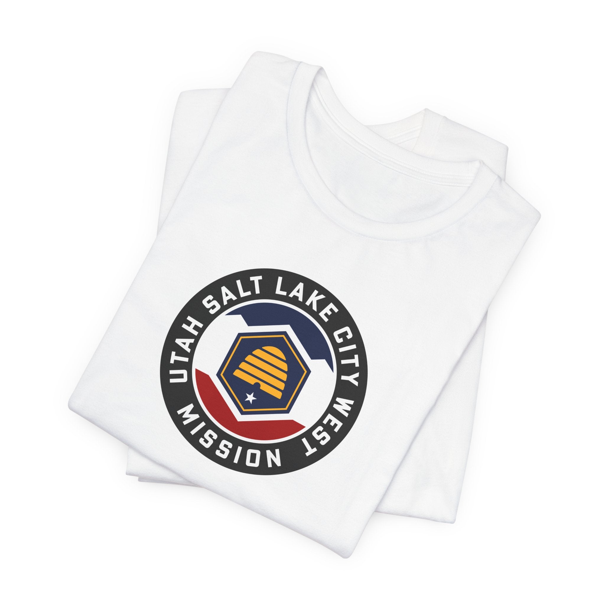 Utah Salt Lake City West Mission State Flag Logo (Black Border) T-shirt - Mission Wishlist - LDS Missionary Gift Store