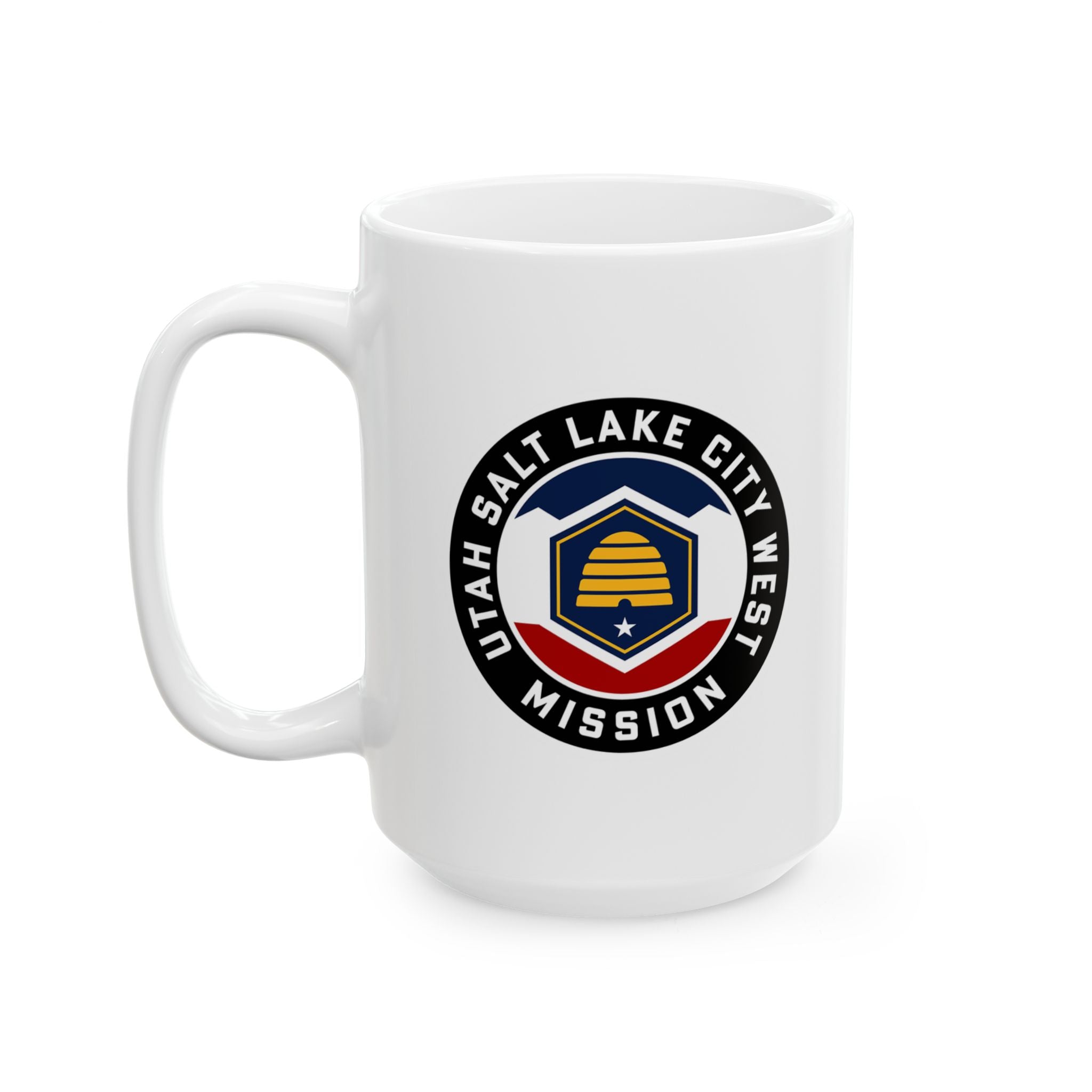 Utah Salt Lake City West Mission State Flag Logo Ceramic Mug White - Latter-Day Saint LDS Missionary Gift - Book of Mormon