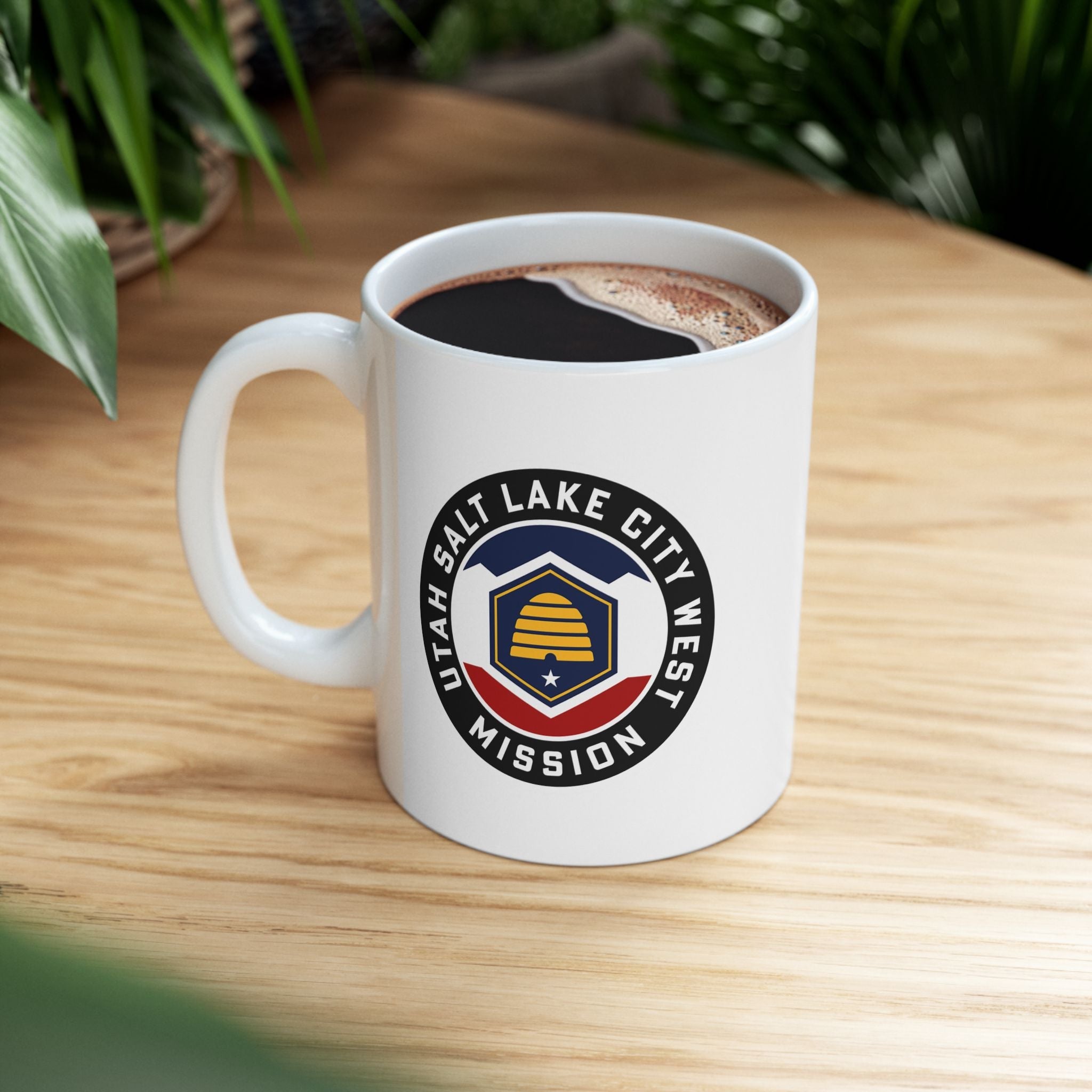Utah Salt Lake City West Mission State Flag Logo Ceramic Mug White - Latter-Day Saint LDS Missionary Gift - Book of Mormon