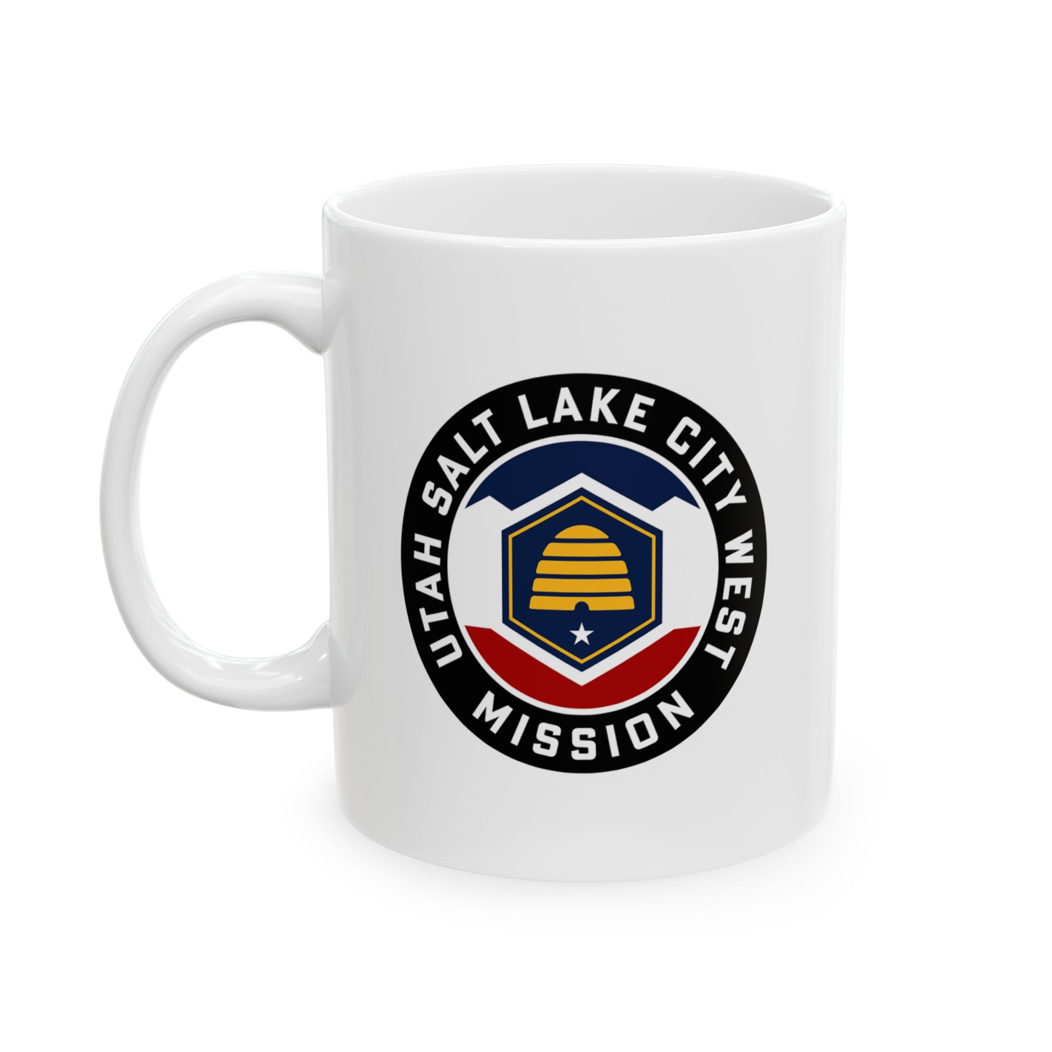 Utah Salt Lake City West Mission State Flag Logo Ceramic Mug White - Latter-Day Saint LDS Missionary Gift - Book of Mormon