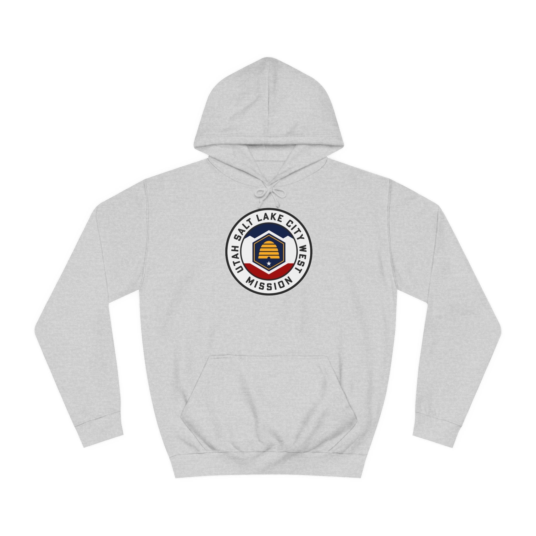 Utah Salt Lake City West Mission State Flag Logo (White Border) College Hoodie - Mission Wishlist - LDS Missionary Gift Store