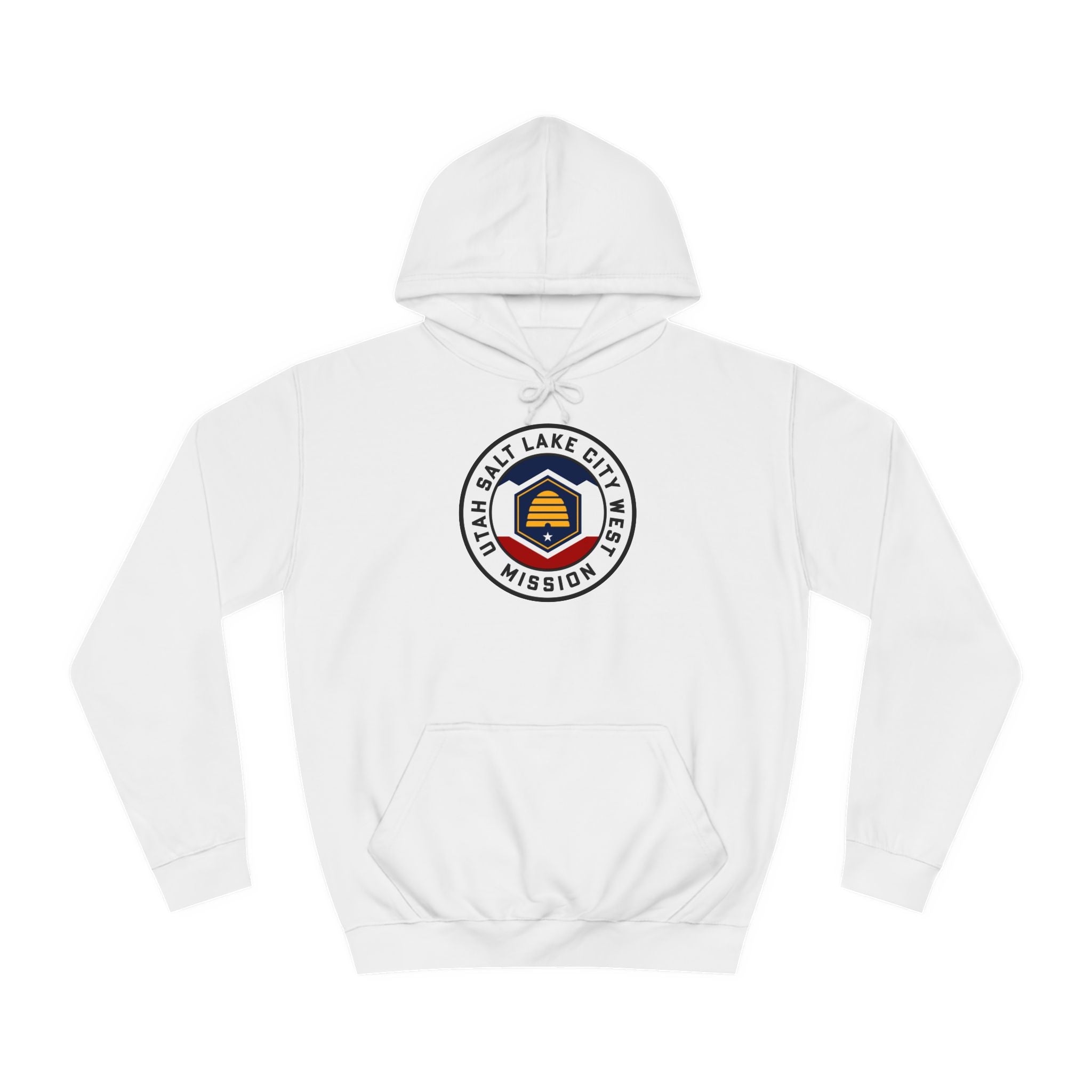 Utah Salt Lake City West Mission State Flag Logo (White Border) College Hoodie - Mission Wishlist - LDS Missionary Gift Store