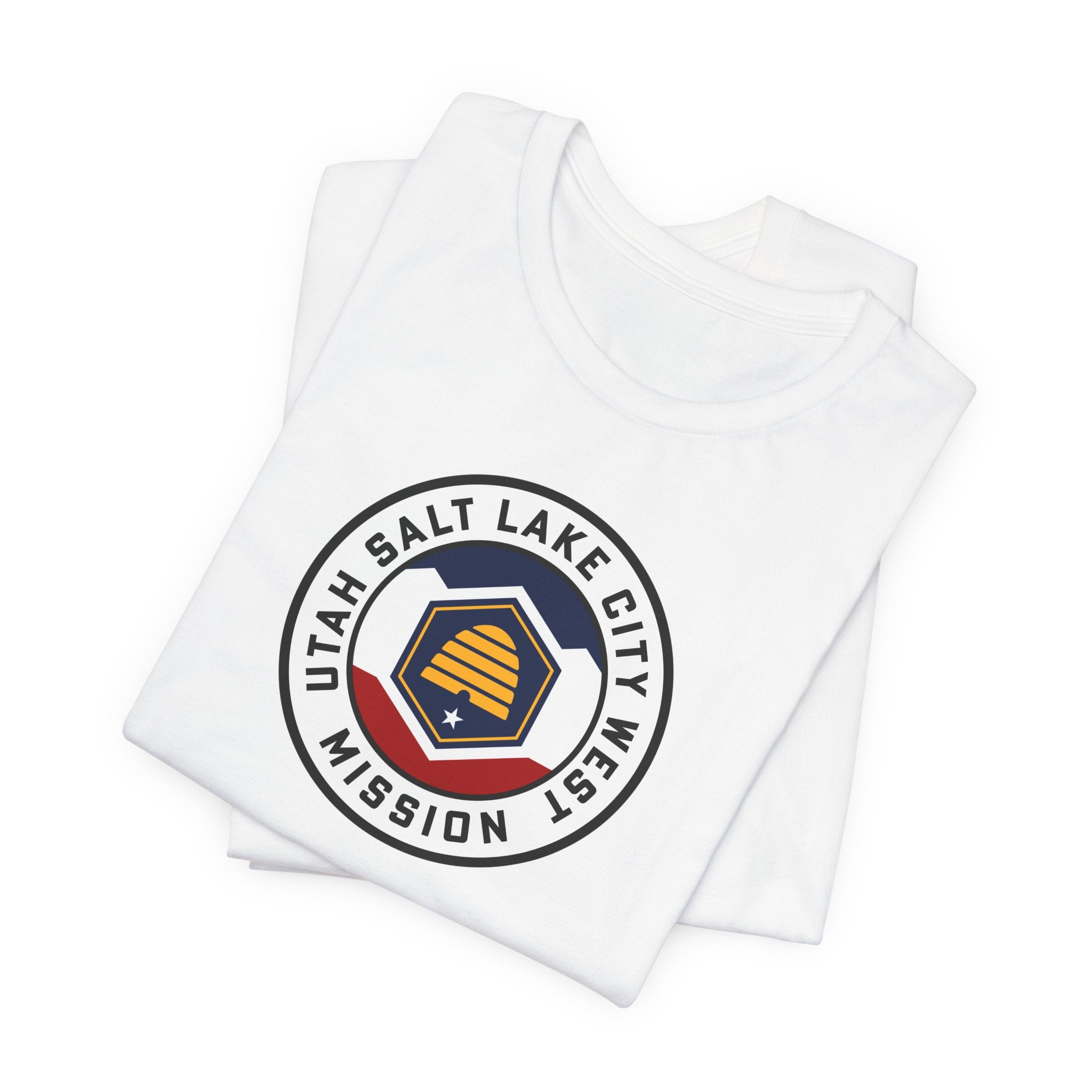 Utah Salt Lake City West Mission State Flag Logo (White Border) T-shirt - Mission Wishlist - LDS Missionary Gift Store