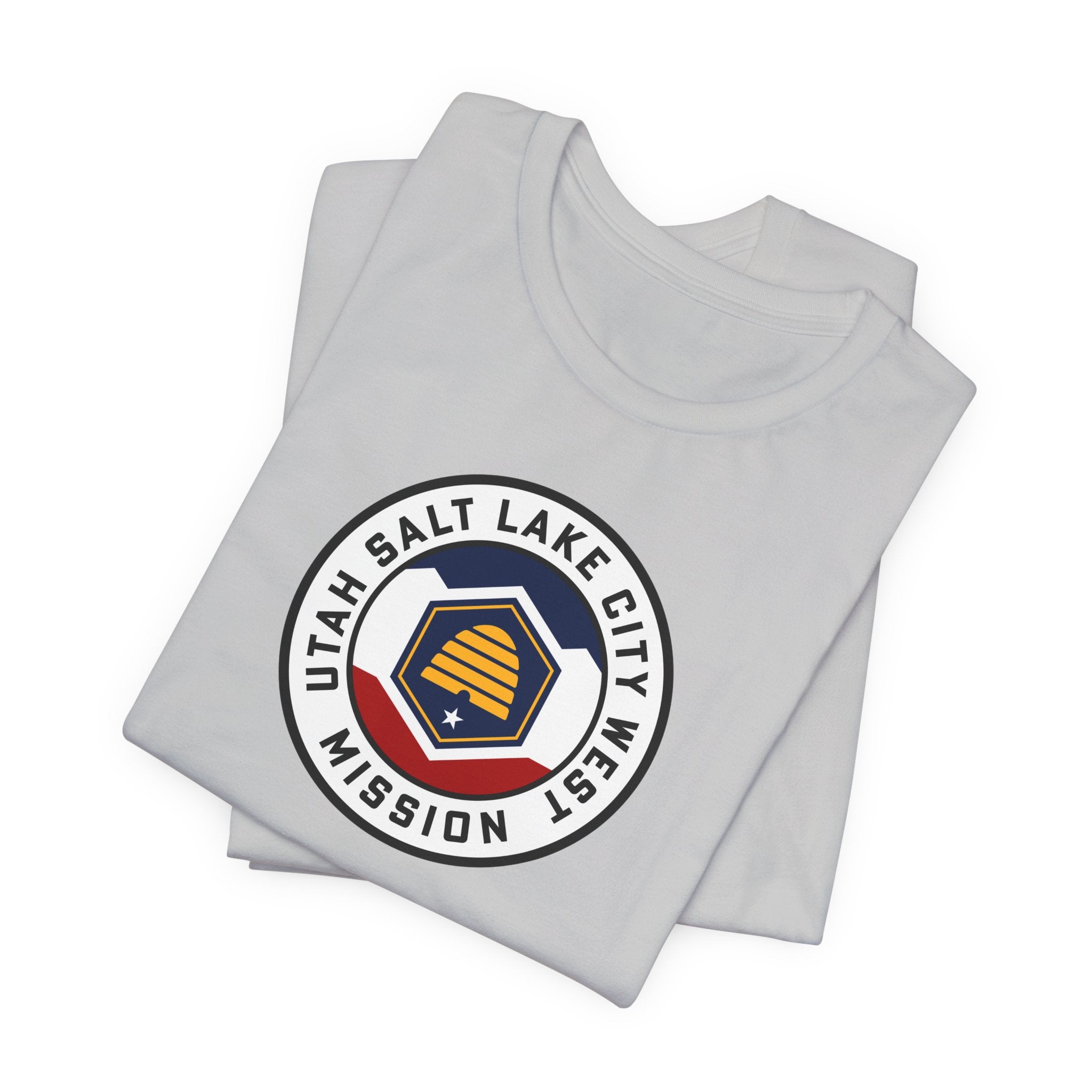 Utah Salt Lake City West Mission State Flag Logo (White Border) T-shirt - Mission Wishlist - LDS Missionary Gift Store