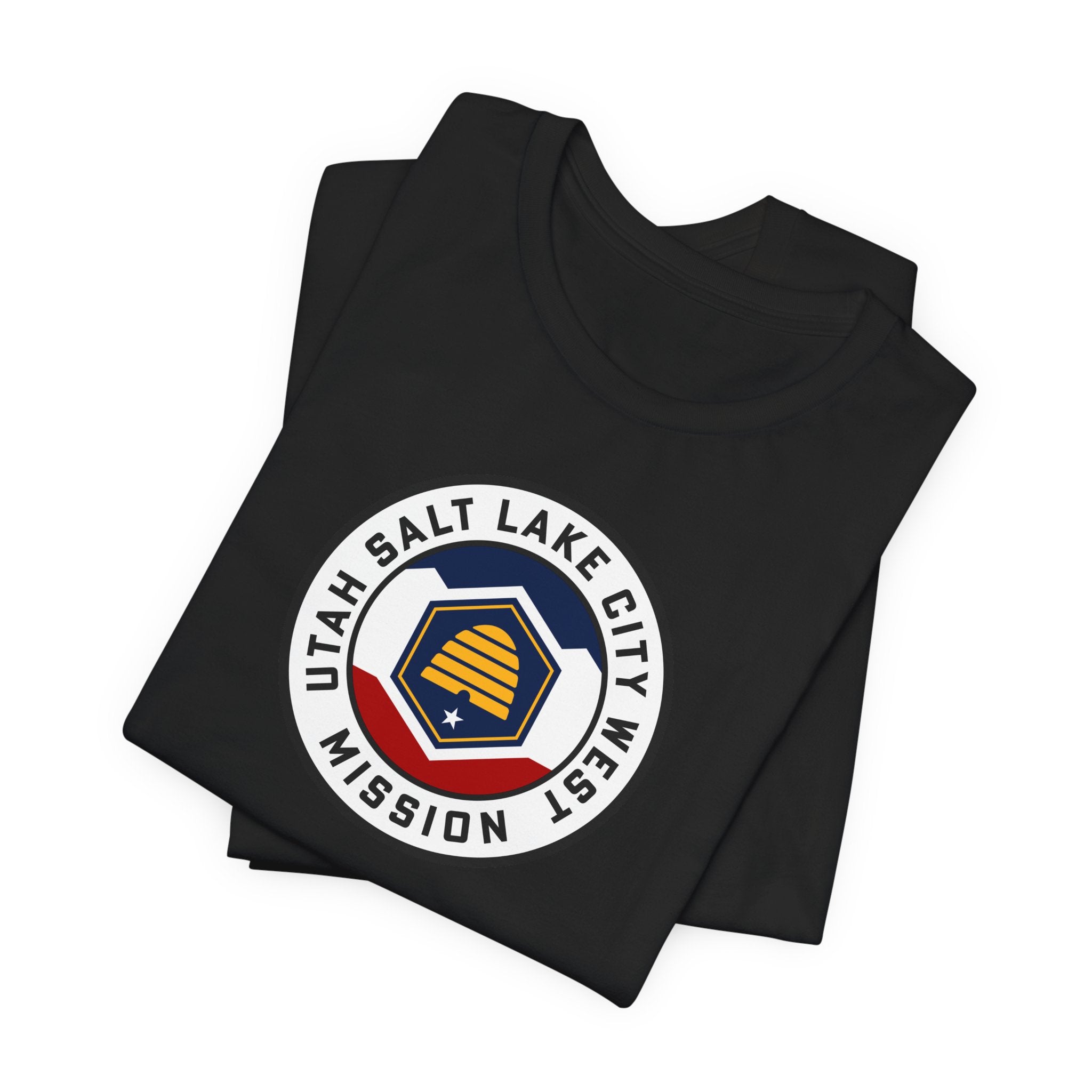 Utah Salt Lake City West Mission State Flag Logo (White Border) T-shirt - Mission Wishlist - LDS Missionary Gift Store