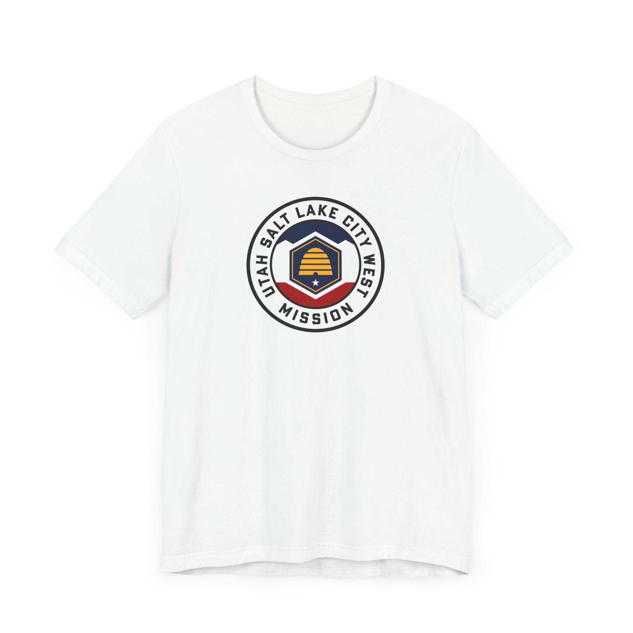 Utah Salt Lake City West Mission State Flag Logo (White Border) T-shirt - Mission Wishlist - LDS Missionary Gift Store
