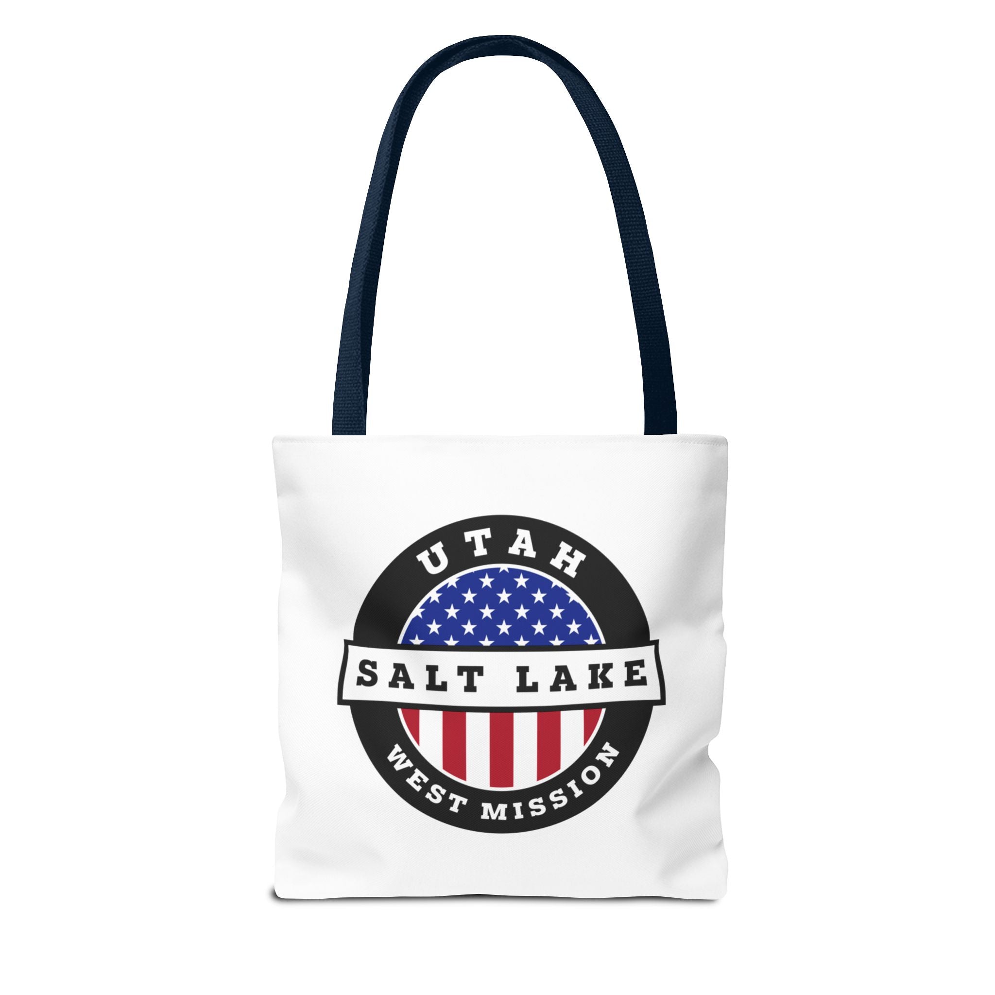 Utah Salt Lake City West Mission USA Flag Logo Tote Bag White - Mission Wishlist - LDS Missionary Gift Store