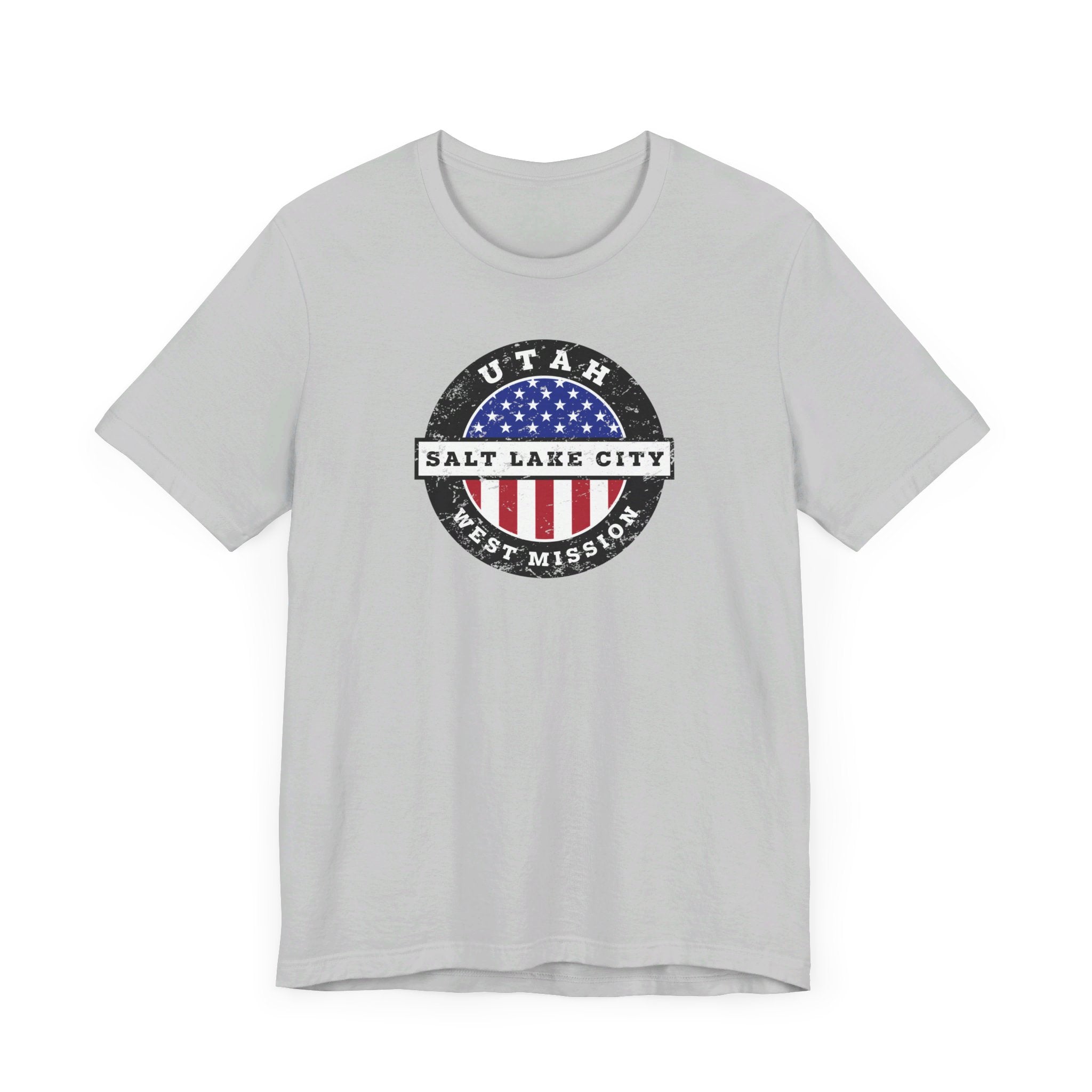 Utah Salt Lake City West Mission Vintage Circular USA Flag T-Shirt - Mission Wishlist - LDS Missionary Gift Store